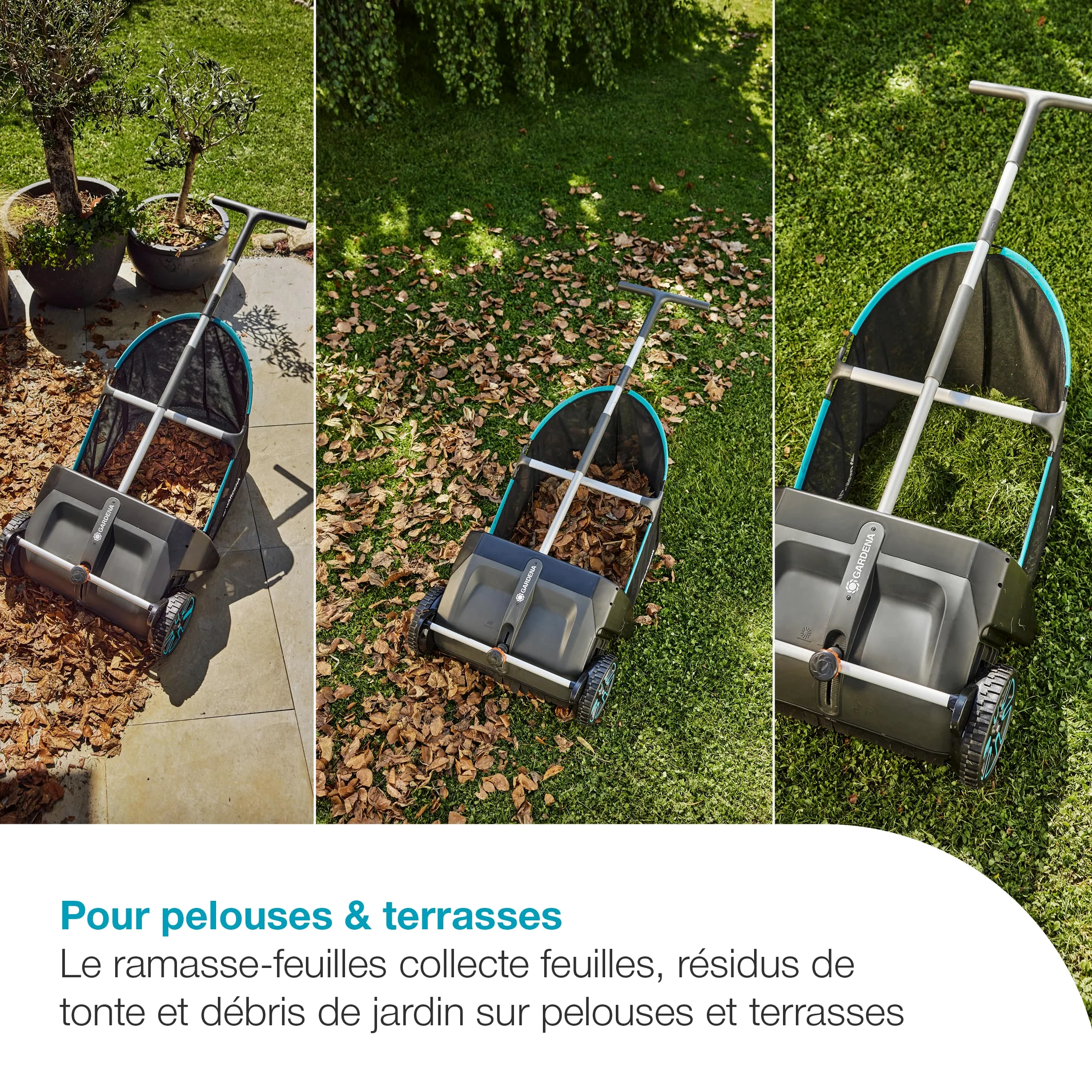 Gardena Collecteur de Feuilles et de pelouse pour pelouses et patios Aides de Jardin: Convient Aussi Bien aux pelouses qu'aux patios, Changement Facile des brosses (3566-20)