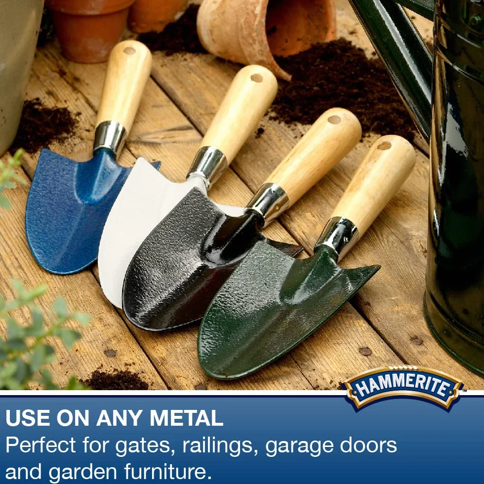 Hammerite Peinture directe à la Rouille extérieur Finition martelée Dorée Résistante Corrosion Protection 8 Ans 250 ML