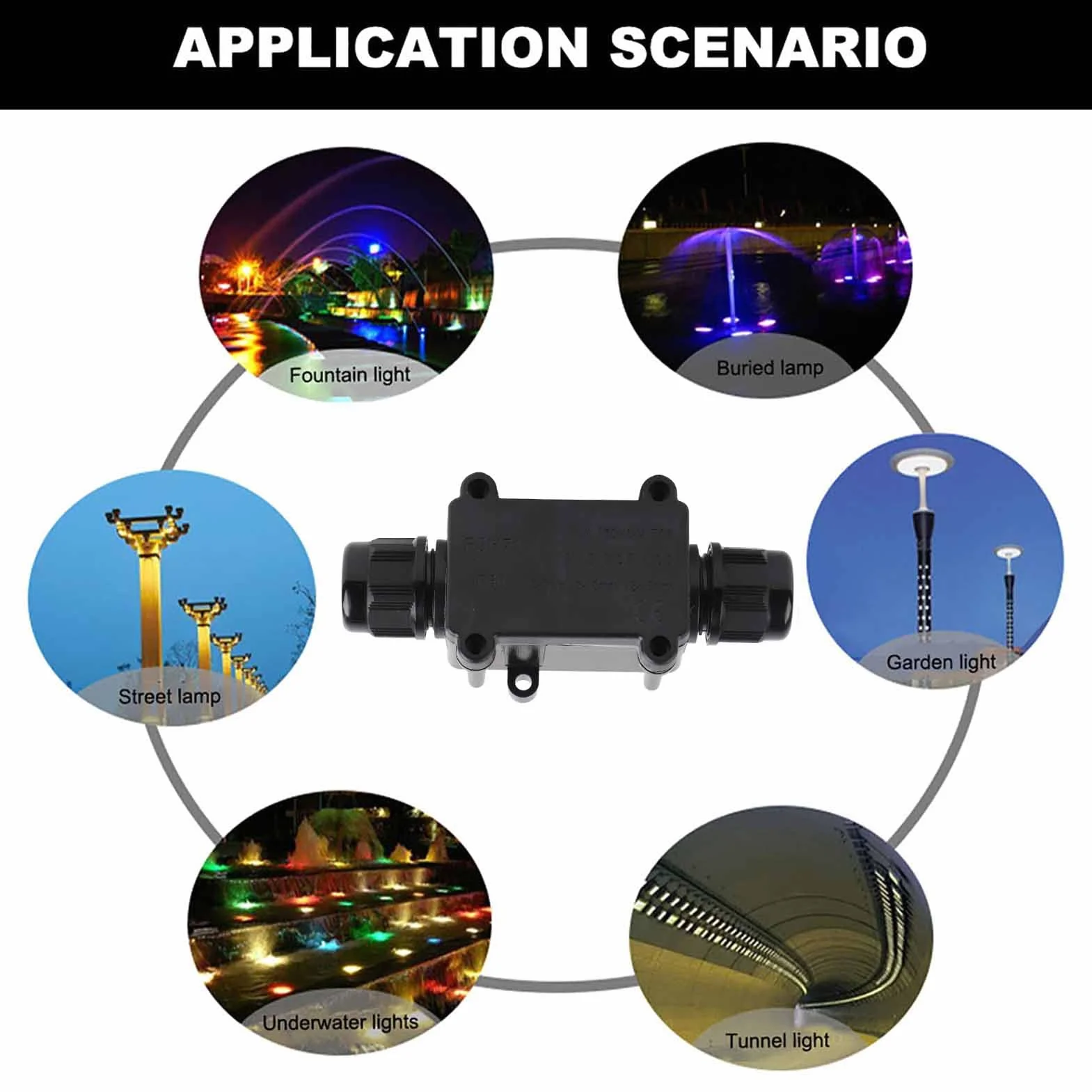 Boîte De Jonction IP68 2 Voies Extérieur étanche Connecteur Protection Ligne Câble Souterrain