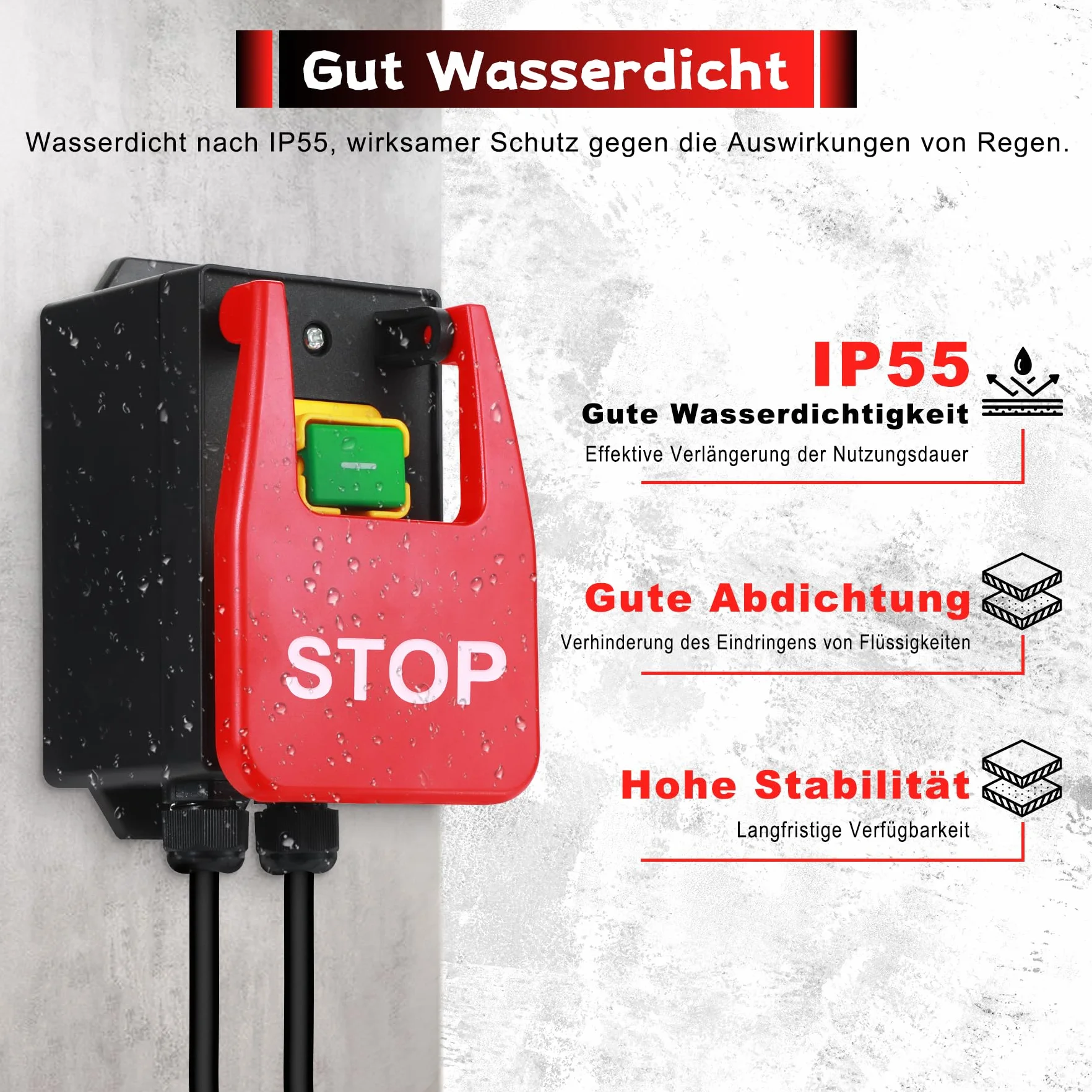 Monophasé 220 V Interrupteur de Sécurité avec prise pour table de fraisage stop
