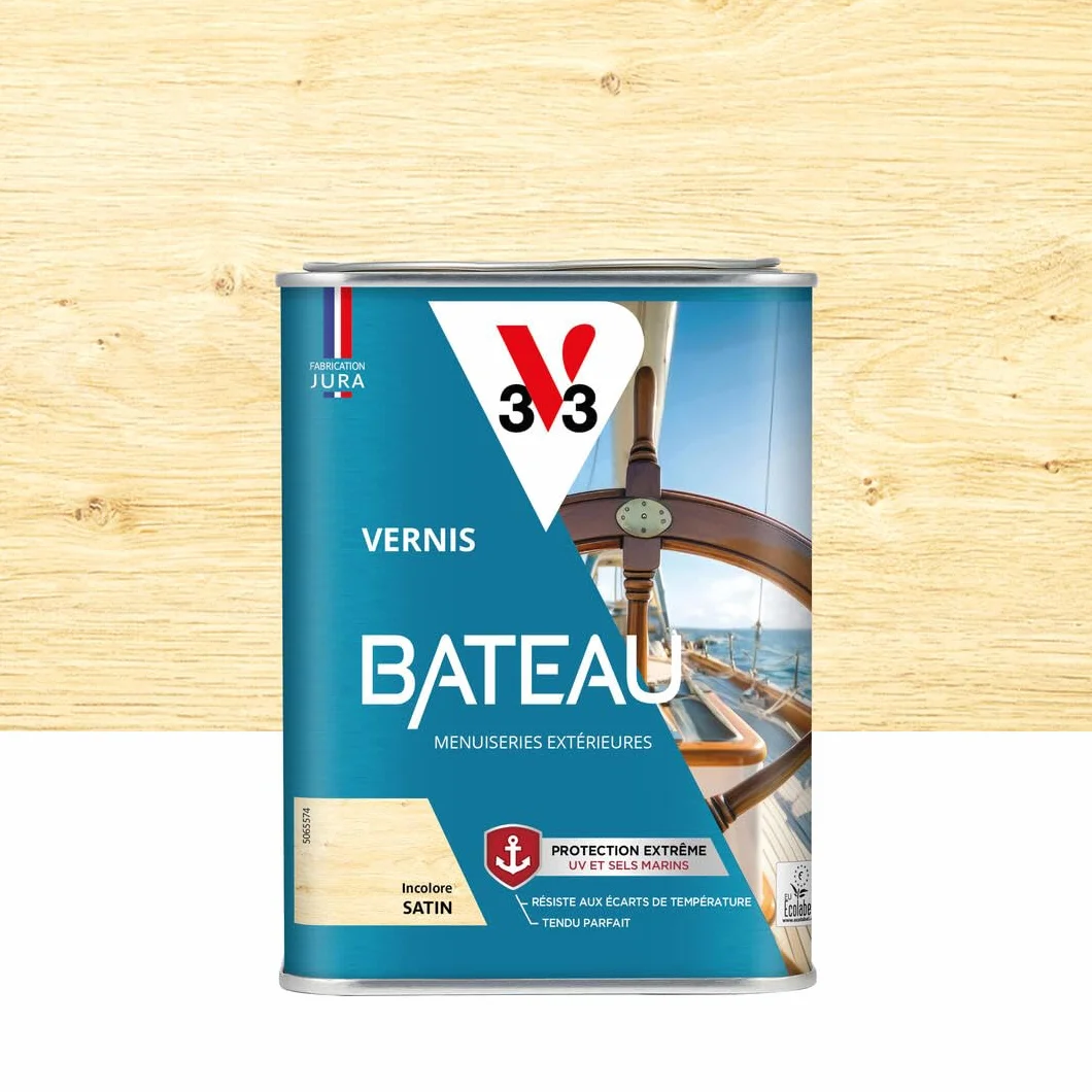 V33 Vernis bois extérieur Incolore satin Protection extrême UV sels marins 1L