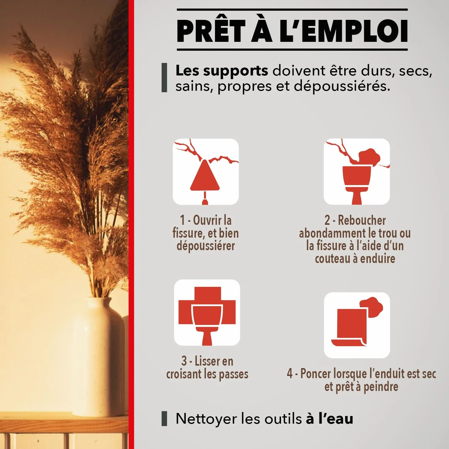 SINTO Enduit Rebouchage Trous et Fissures Prêt à l'Emploi 1kg