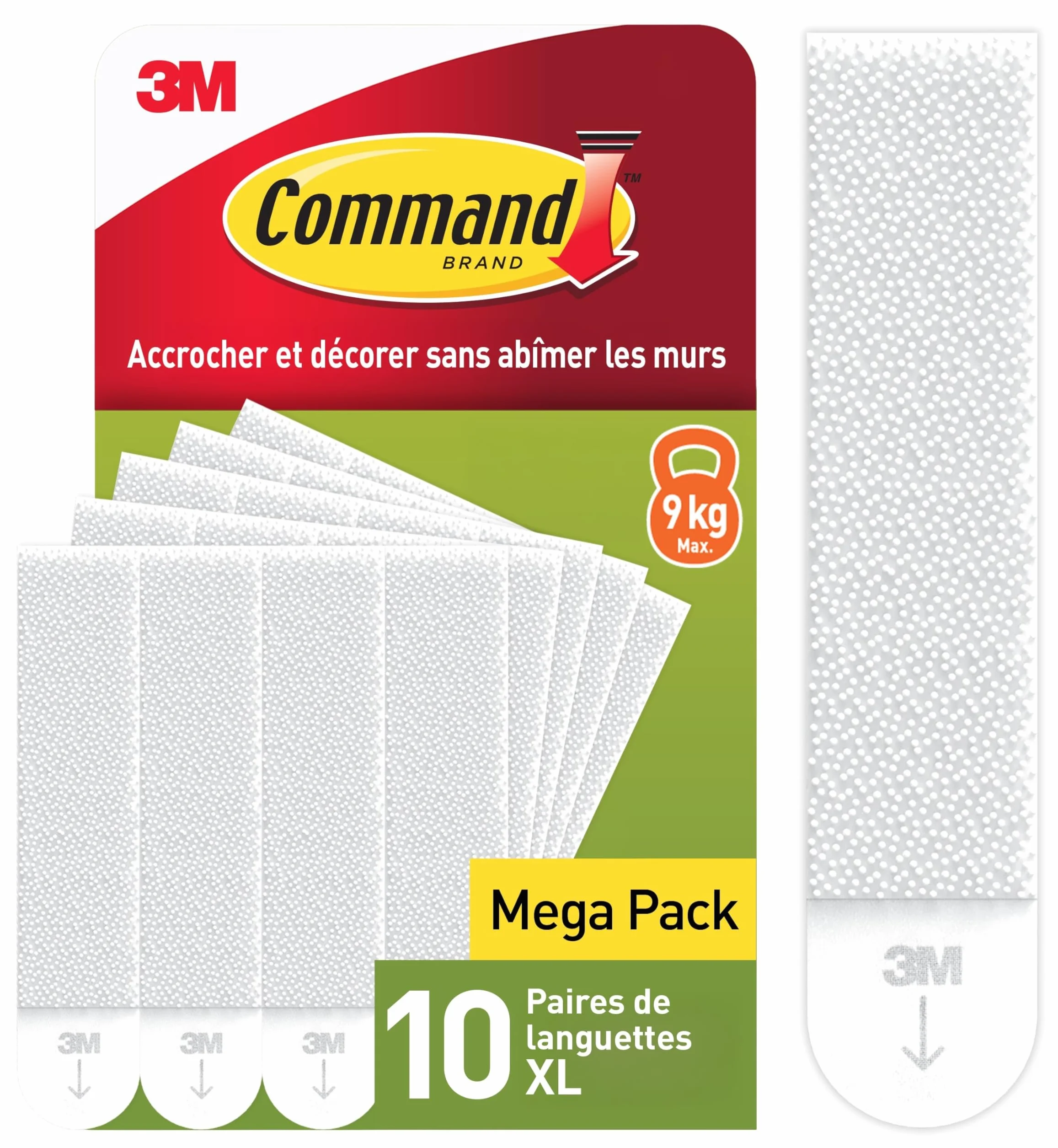 Command Languettes Accroches Tableaux Très Grandes 10 Paires Blanc 9 kg Sans Outils Fixation sans Dommages