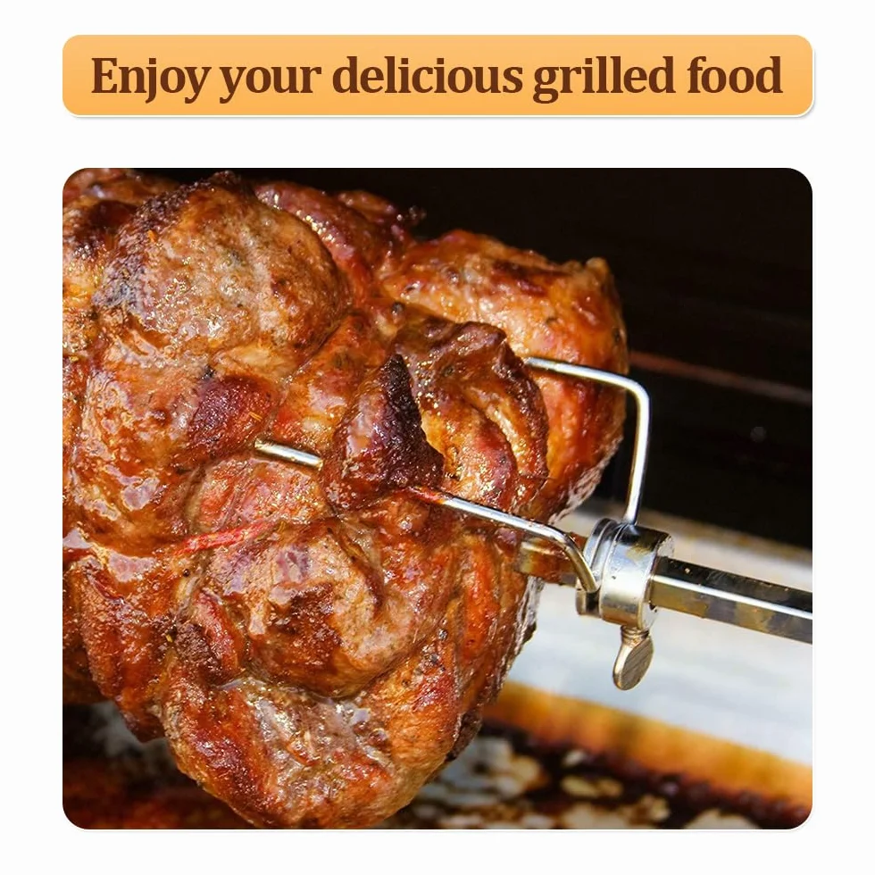 Rotisserie et Gril de Barbecue pour cochons de Lait,Tourner jusqu'à 100 kg de Porc,Set de brochettes électriques Acier Inoxydable pour feu de Camp, Camping pour cochons de Lait et agneaux
