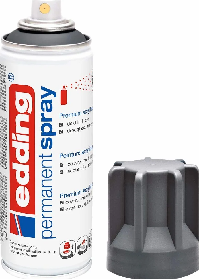edding 5200 Permanent Spray Anthracite Matt 200 ml Acrylic Paint for Glass Metal Wood Ceramic Plastic Canvas