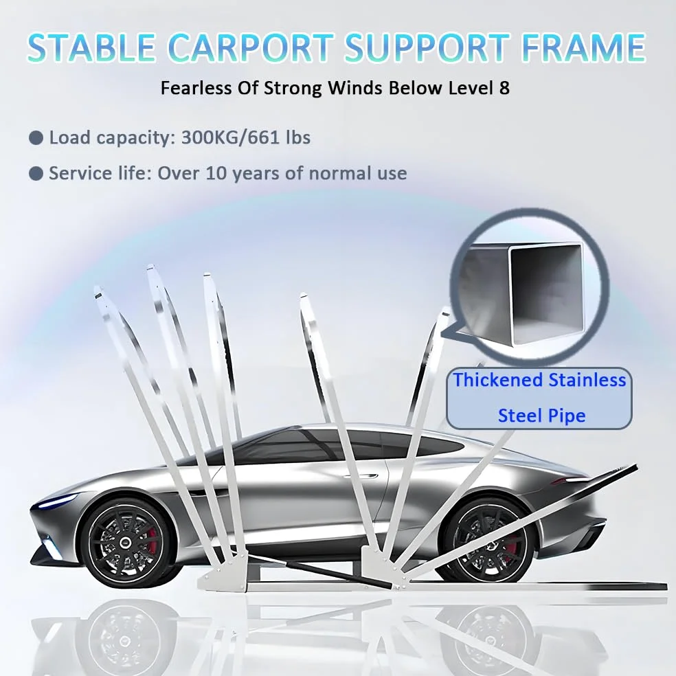 Carport Abri Voiture, Garage Pliant Mobile Semi - Automatique, Folding Mobile Voiture Exterieur, Verrouillable, Durable, Tente De Auvent D'auto (Gris 5.5 x 2.5 x 2.3 m)