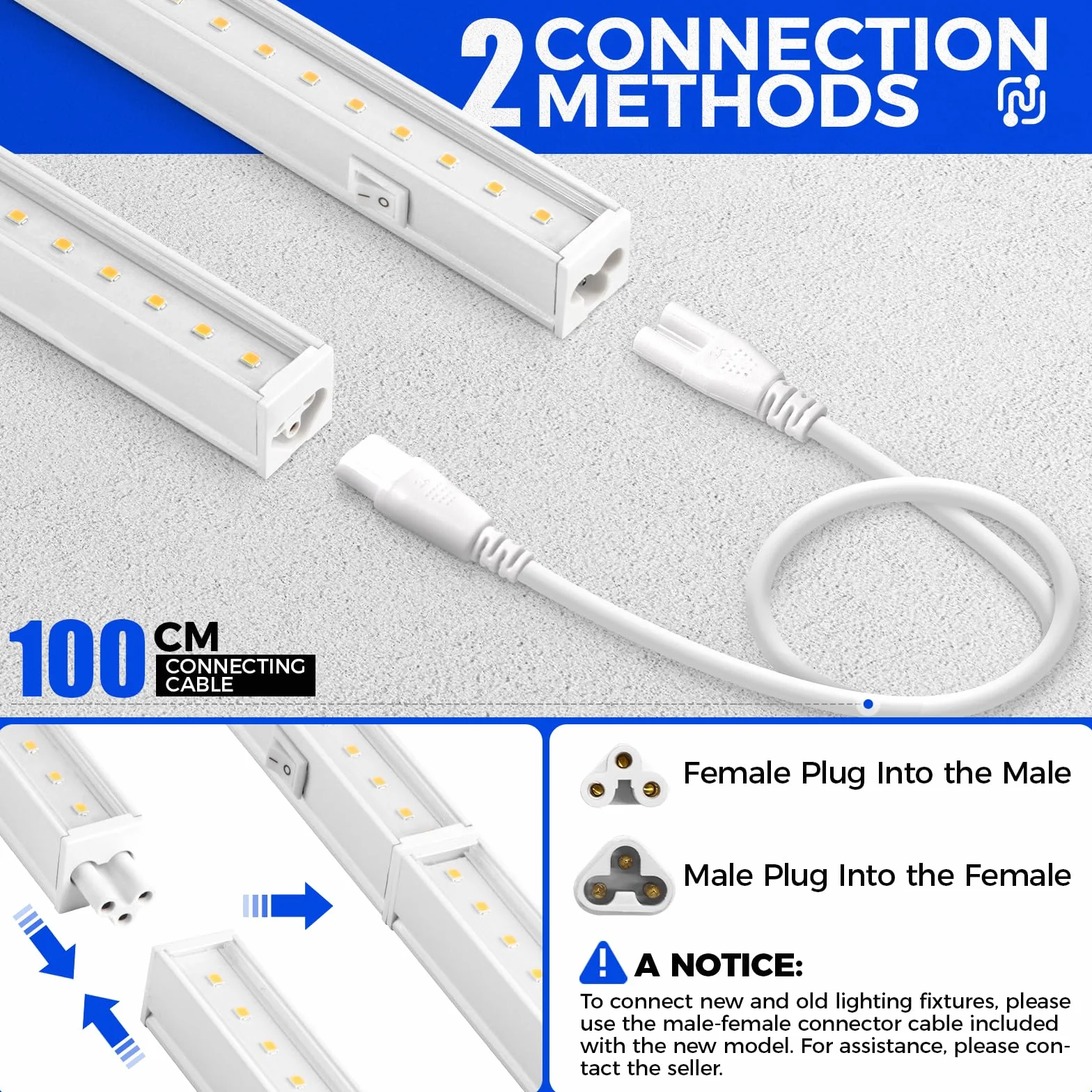 Barrina T5 Lampe Horticole 59cm 5000K Spectre Complet LED 40W 2FT Lampe de Croissance Connectable Pack de 4