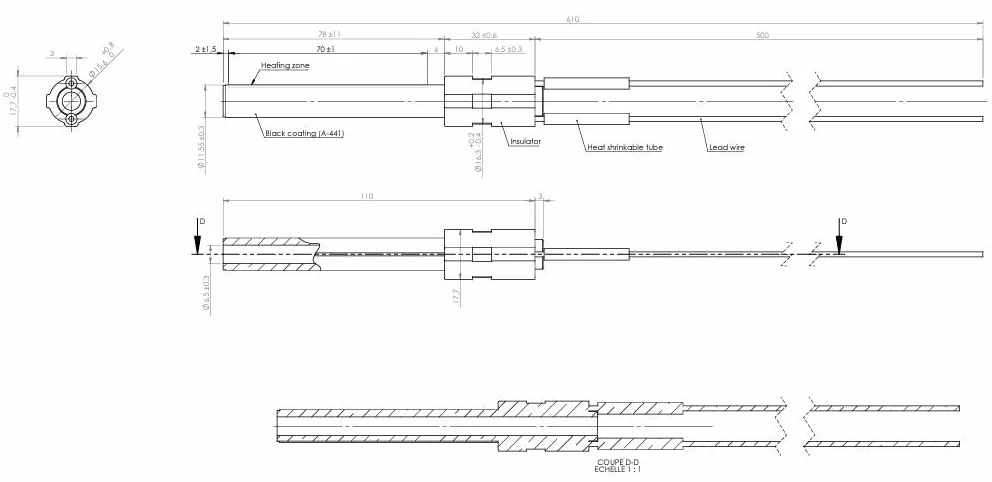 Bougie céramique d'allumage 300 W 111/78 mm Ø11,55 mm lisse compatible EDILKAMIN PALAZZETTI FONTE-FLAMME RAVELLI TRESCO