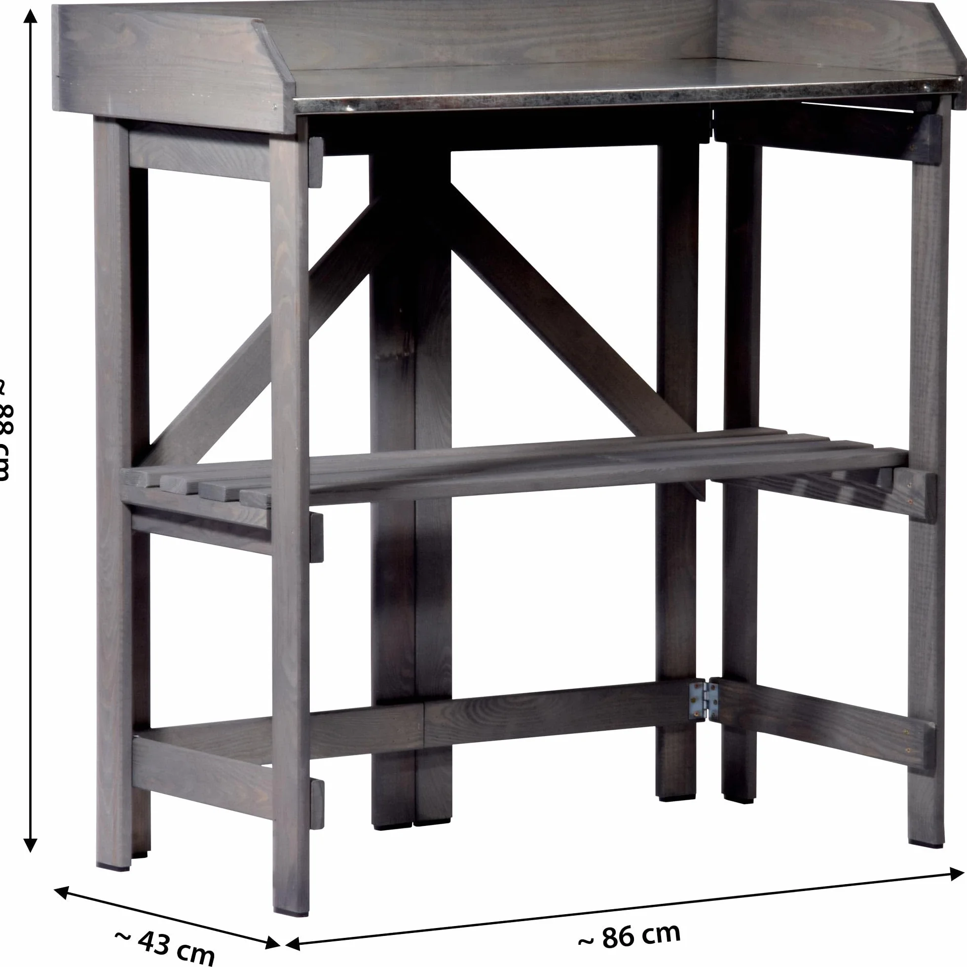dobar® Table de Jardinage Pliante en Bois Massif 85 x 44 x 89 cm Anthracite