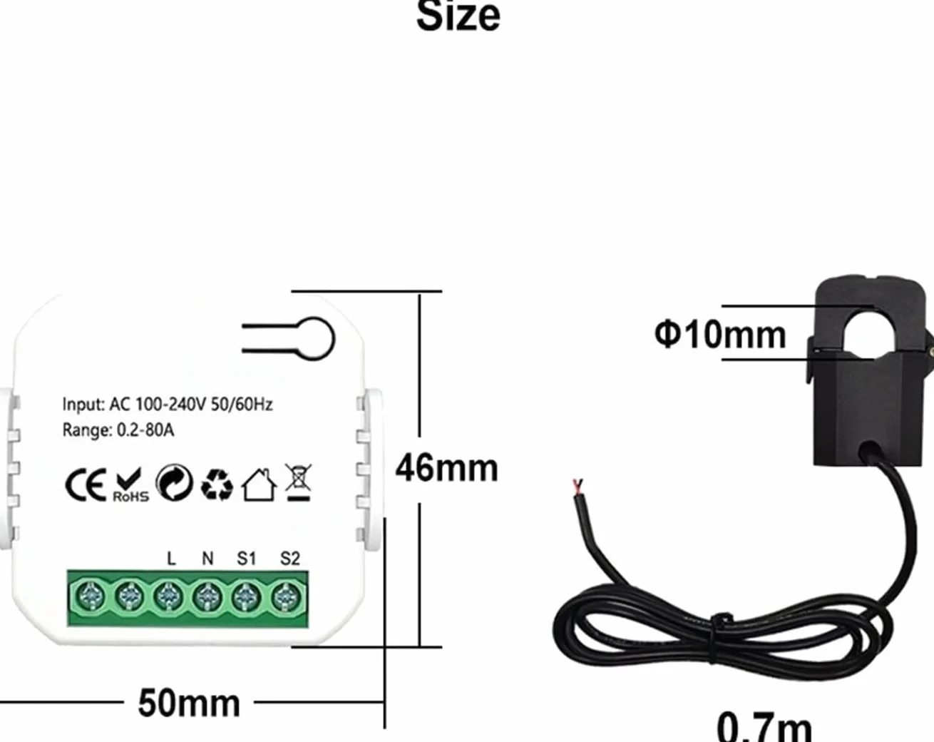 POFET Moniteur d'énergie Intelligent WiFi 80A Compatible Tuya Smart Life