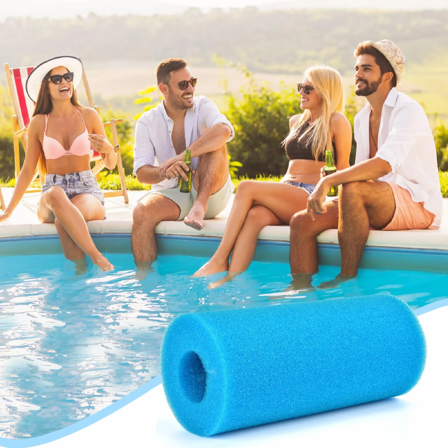 Lot de 4 Éponge Filtrante Type A, Filtre en Mousse pour Spa, Filtre de Piscine en Mousse, Cartouche de Filtre en Mousse, Réutilisables et Lavable, pour Spa, Piscine