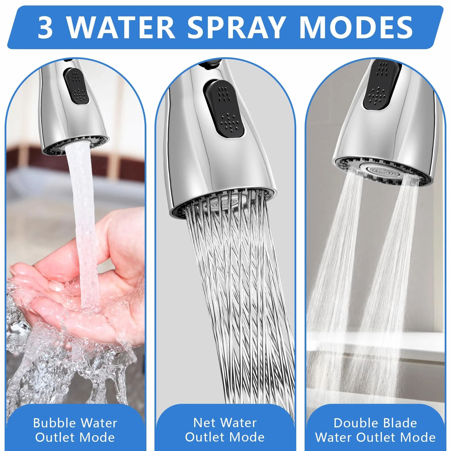 Douchette Evier Cuisine 360 Degres, 3 Modes Mousseur Robinet Economie Eau, Adaptateur Universel Orientable