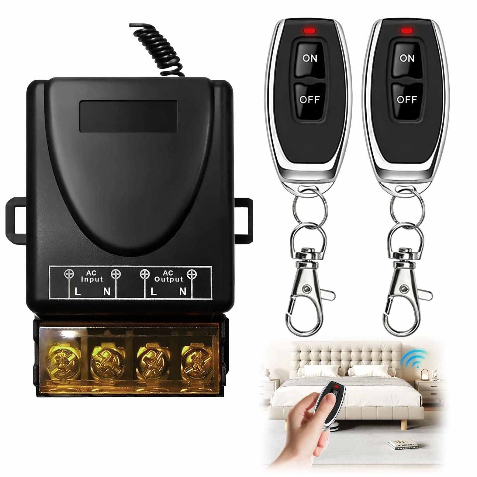 Interrupteur de Télécommande Sans Fil 433MHz 2900W 30A AC 220-240V Haute Puissance