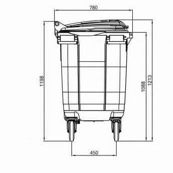ESE Conteneur à déchets Professionnel 660 L - Robuste et éco-Responsable 100% recyclé - Poubelle 4 Roues dont 2 avec Frein - Anthracite – Fabriqué en France