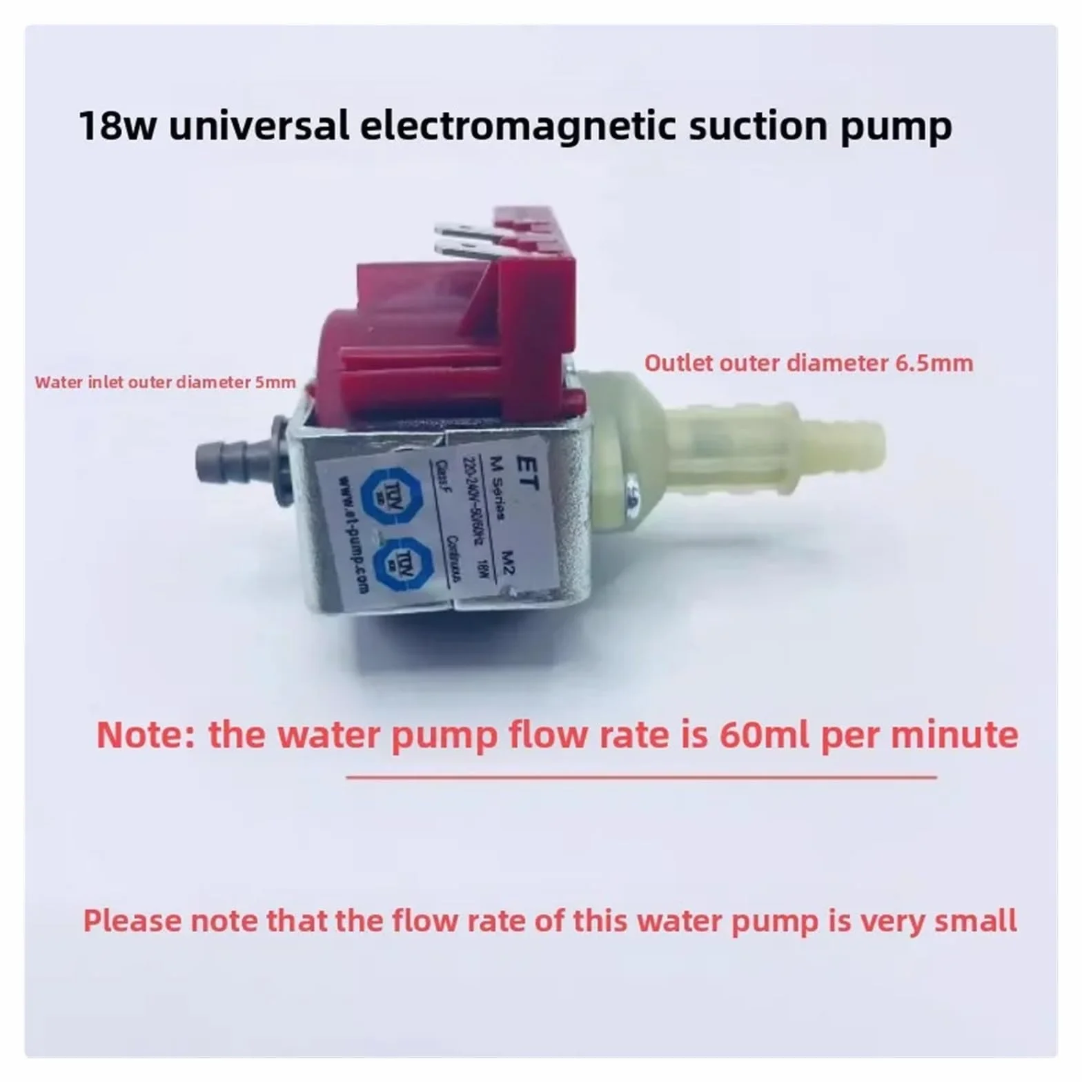 Pompe d'aspiration électromagnétique ET M2 M4 18 W, compatible avec machines à café, machines à vapeur, lave-linge et cuiseurs vapeur, pompe à eau CC haute pression et durable