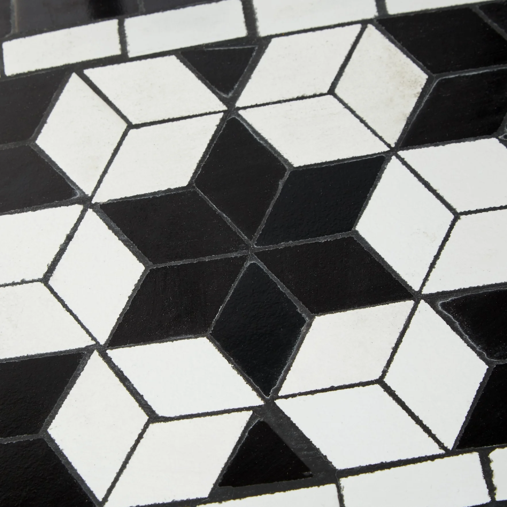 Tectake Étagère en Métal Mosaïque 3 Planches en Pierre Cadre Métallique Galbé Noir-Blanc