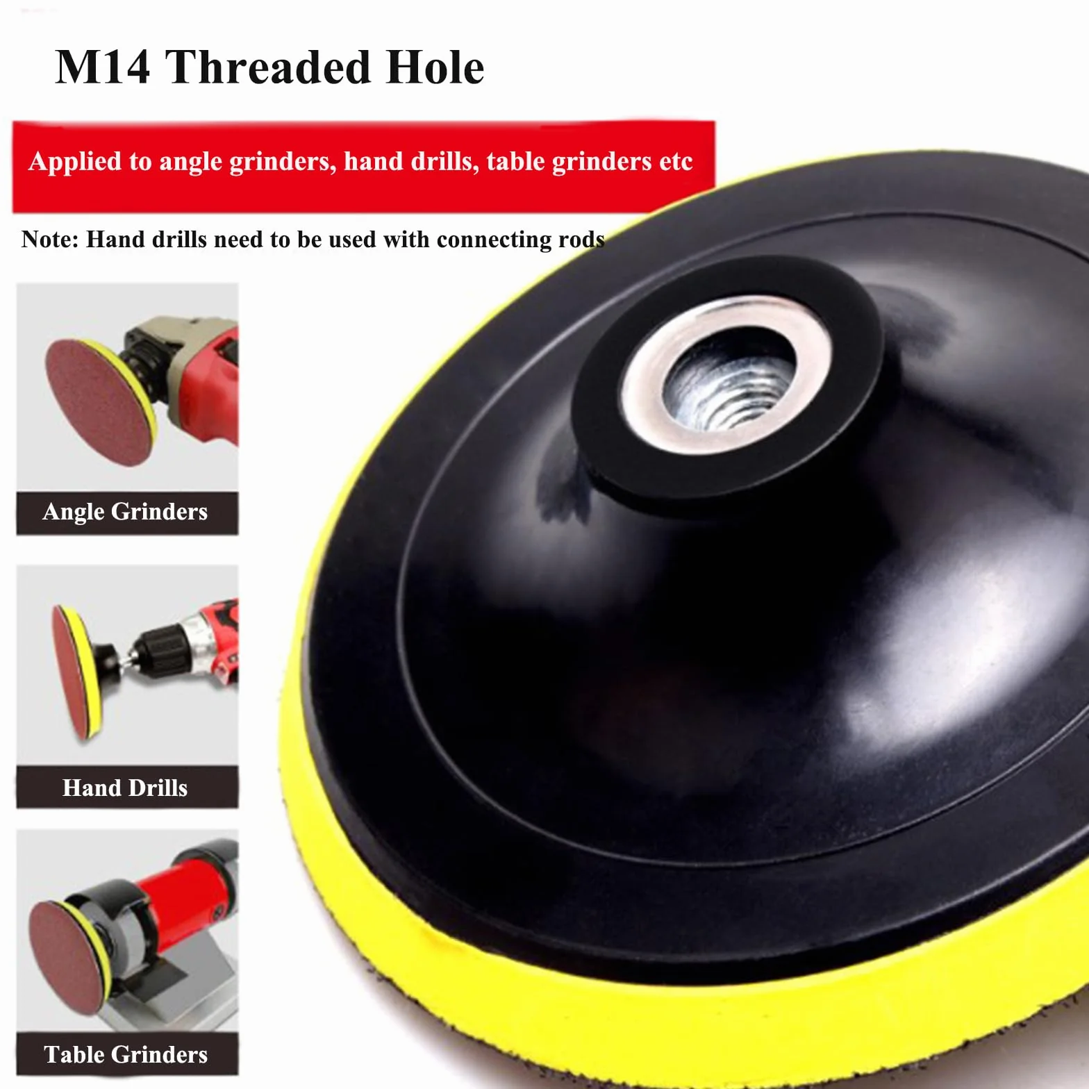100mm Plateau de Ponçage avec Filetage M14 pour Meuleuse d'Angle - 3 Pièces