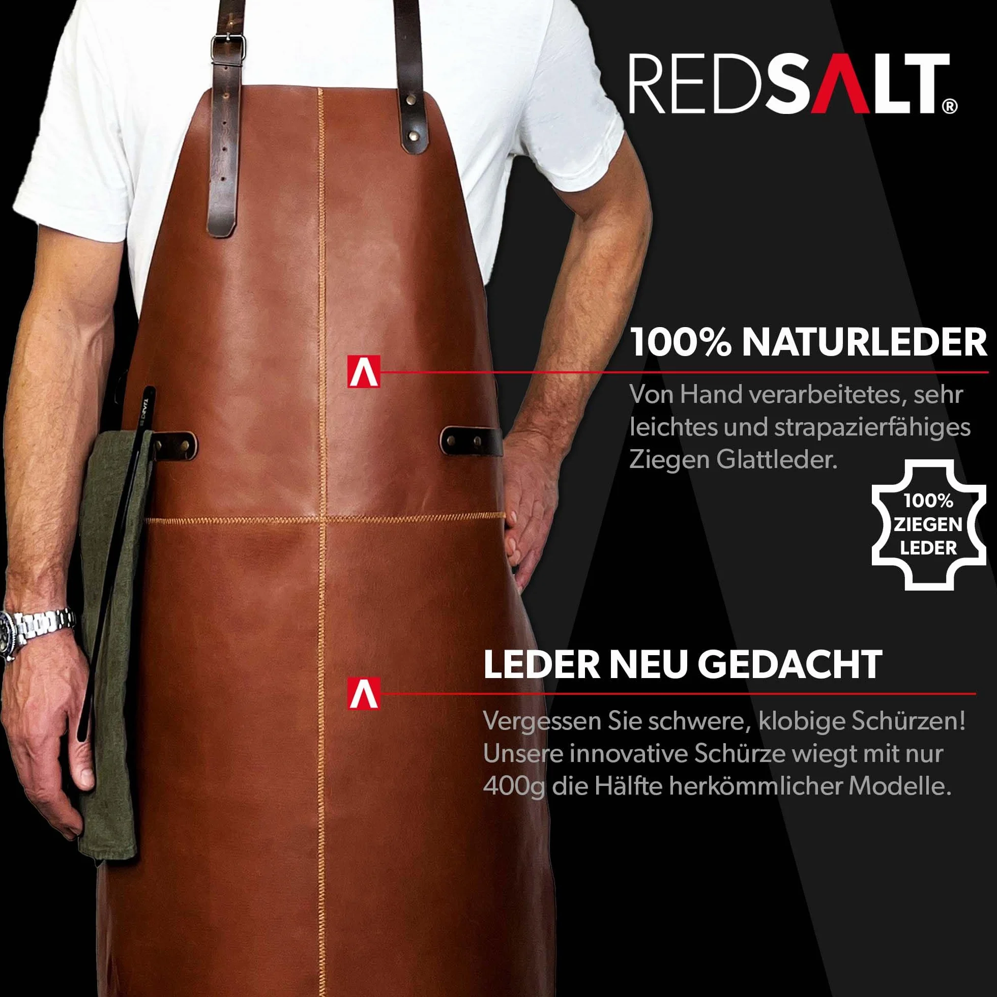 Tablier cuir de buffle souple suede barbecue 84x62cm accessoires cuisine exterieur serveur barman cadeau homme
