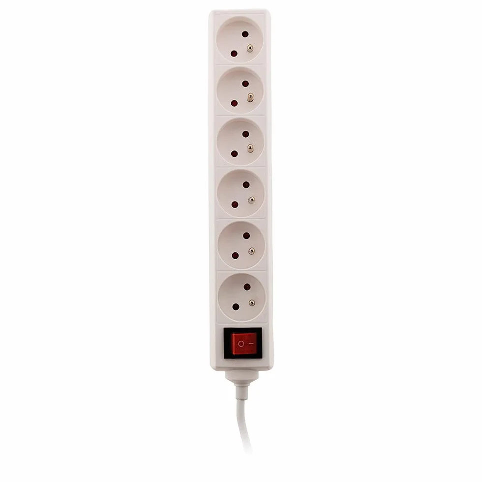 Zenitech Bloc 6 Prises 16A 2P+T avec Interrupteur Blanc