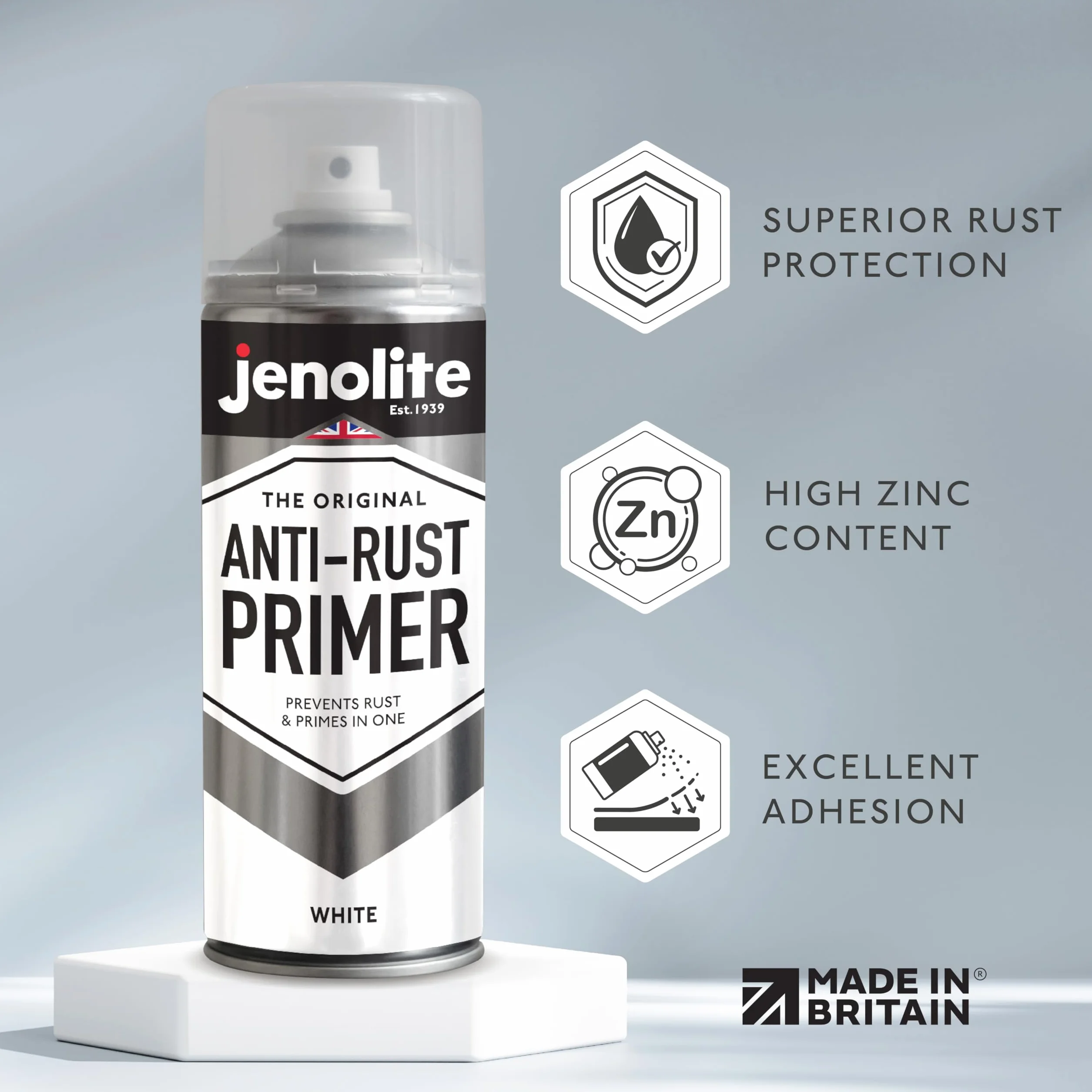 JENOLITE Apprêt Antirouille Blanc 400ml Haute Performance Protection Contre la Rouille