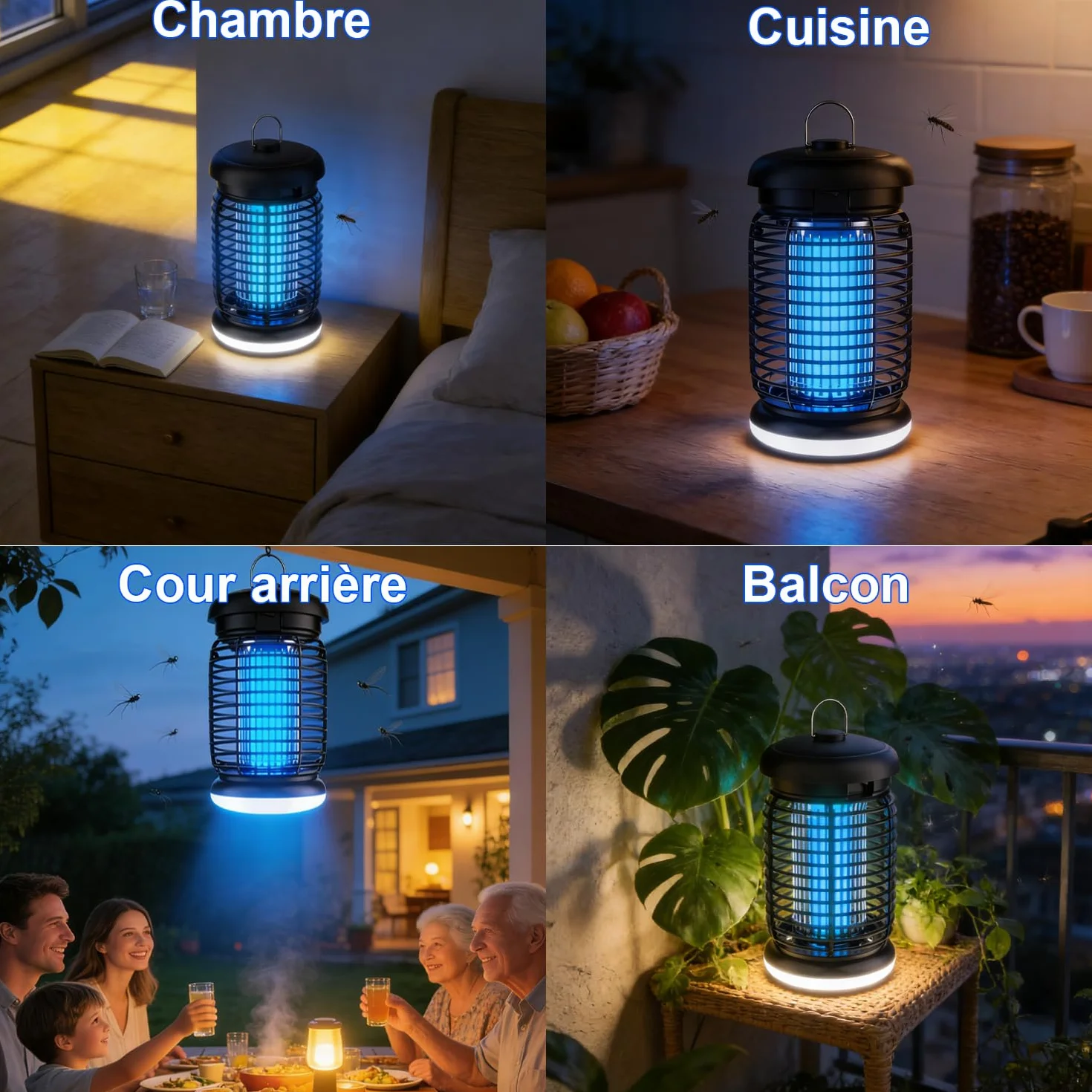 Lampe Anti Moustique LED 4200V 15W UV Tueur d'Insectes Électrique IPX4 80-100m²