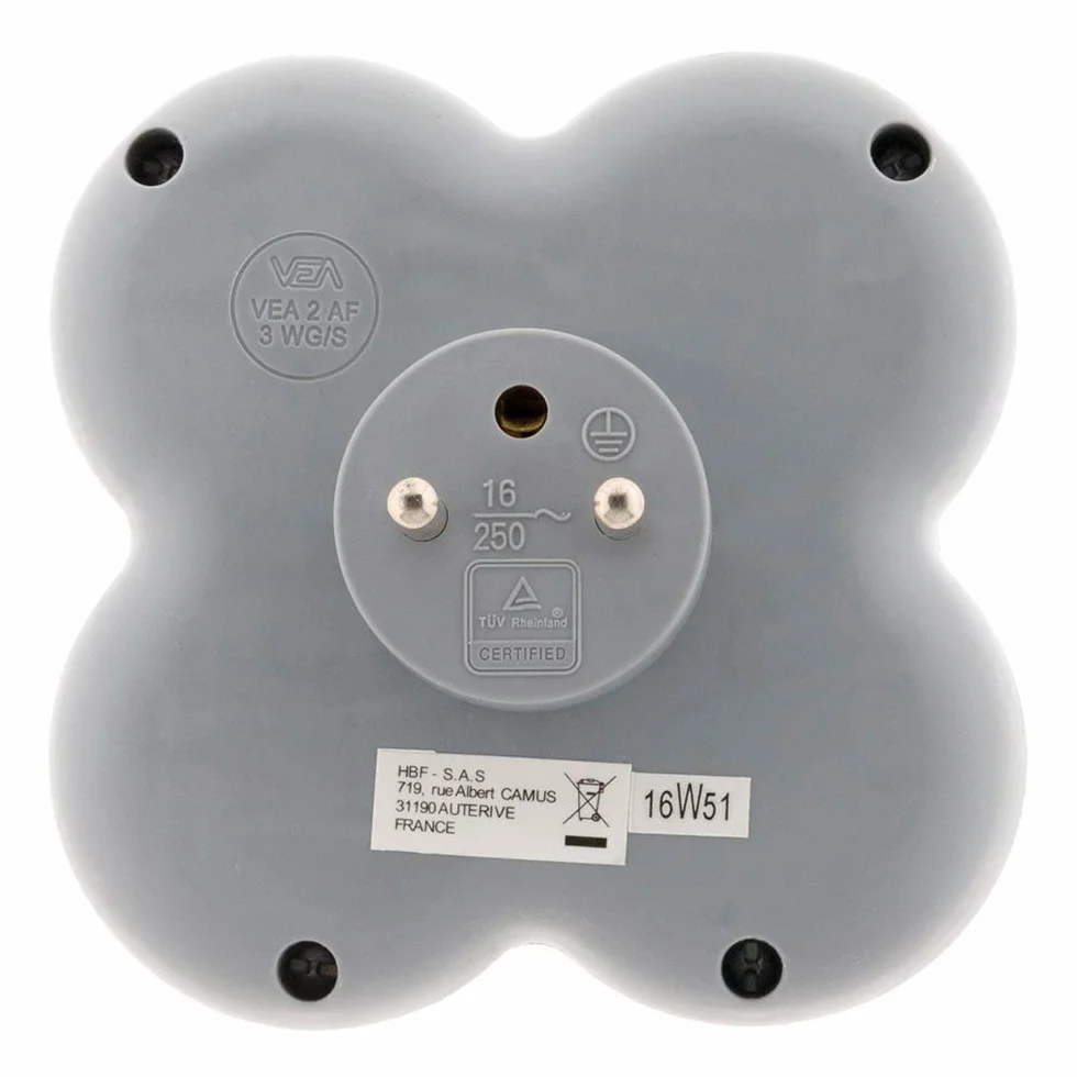 Zenitech 16A 2P+T Façade avec Interrupteur Gris/Blanc Triplite
