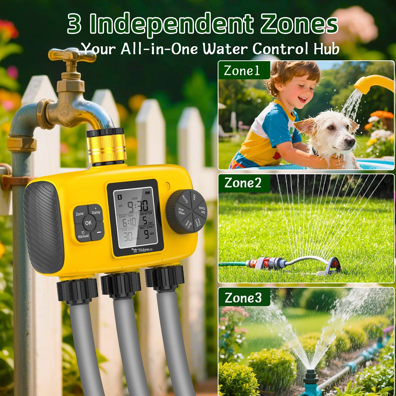 Programmateur Arrosage Automatique 3 Sorties IP55 Jardin