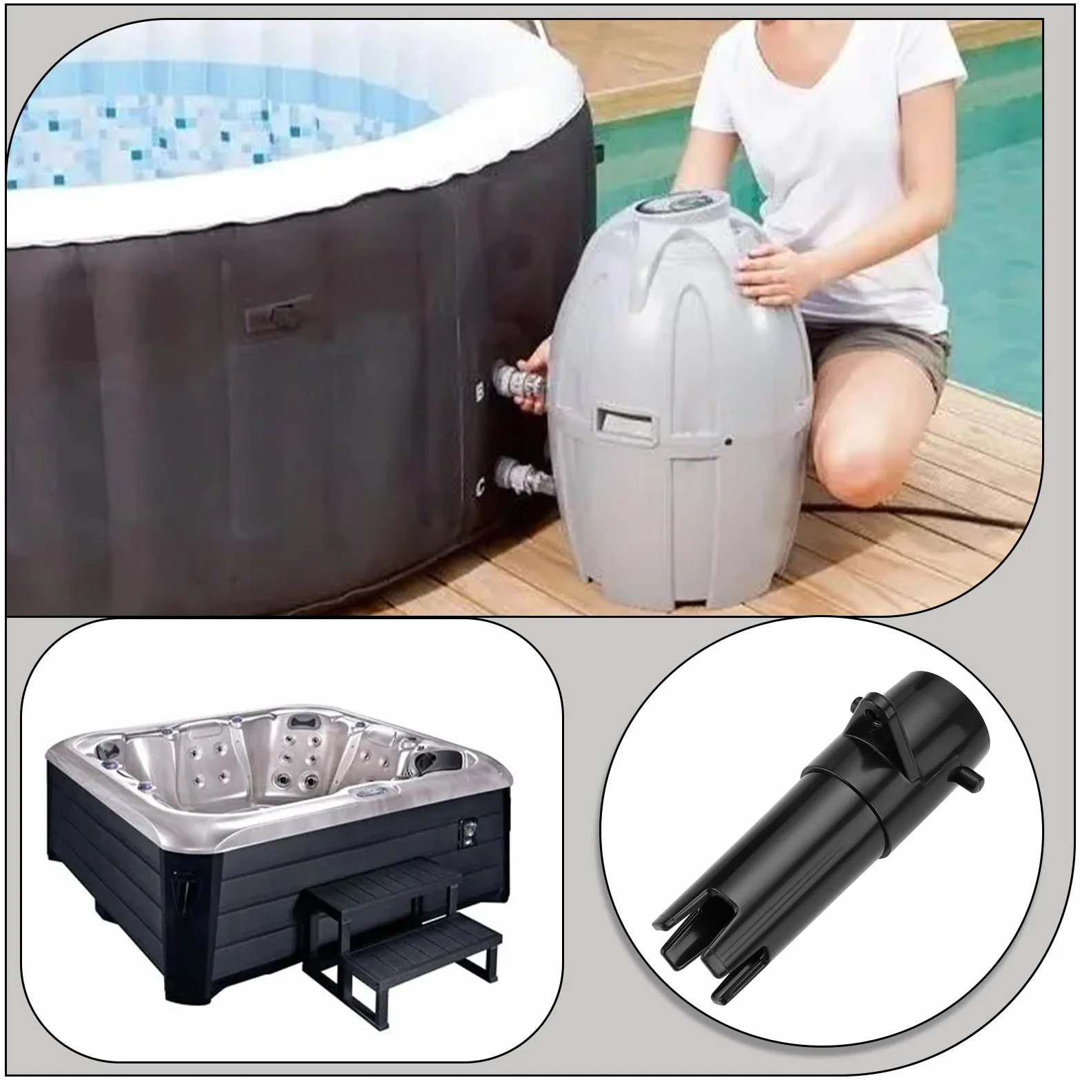 Lot de 2 adaptateurs de tuyau de dégonflage compatibles avec Bestway Compatible avec Coleman Noir