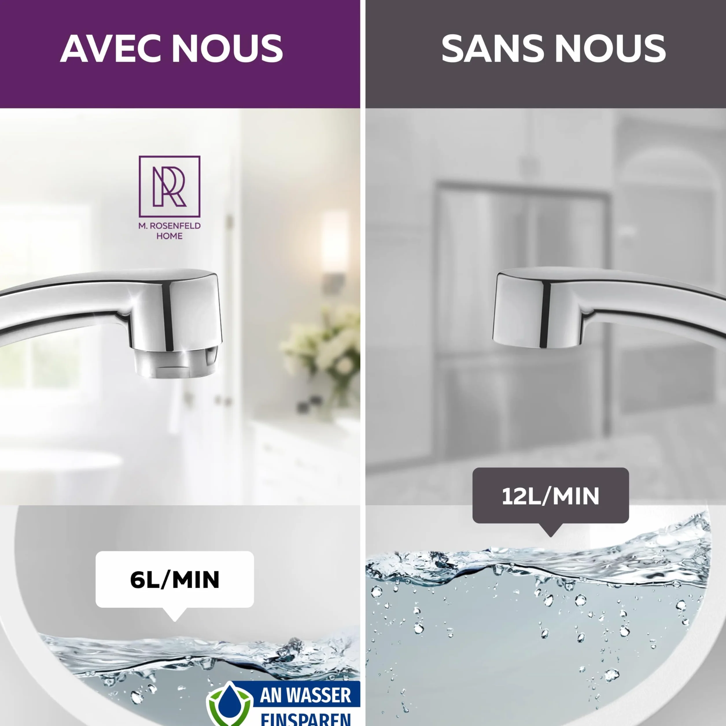 Mousseur Robinet M24 Laiton Chromé Économiseur d'Eau Filtre Anticalcaire 5 L/min