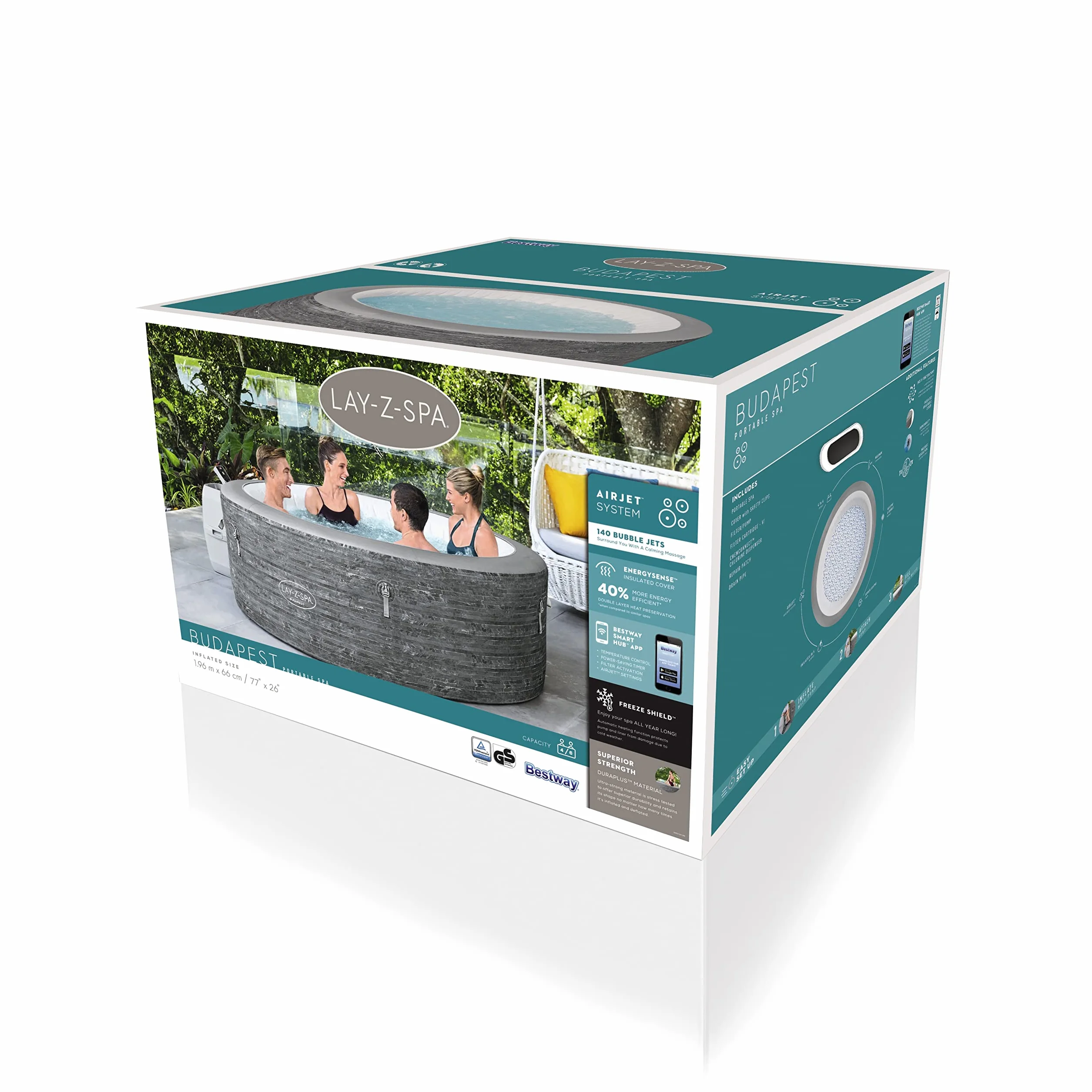 Bestway Spa Gonflable Rond Lay-Z-Spa Budapest AirJet 4-6 Places