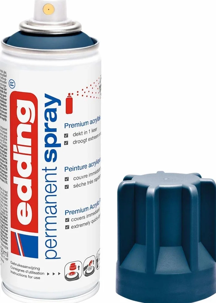 edding 5200 Permanent Spray 200 ml Acrylic Paint Midnight Matt for Glass Metal Wood Ceramic Plastic Canvas