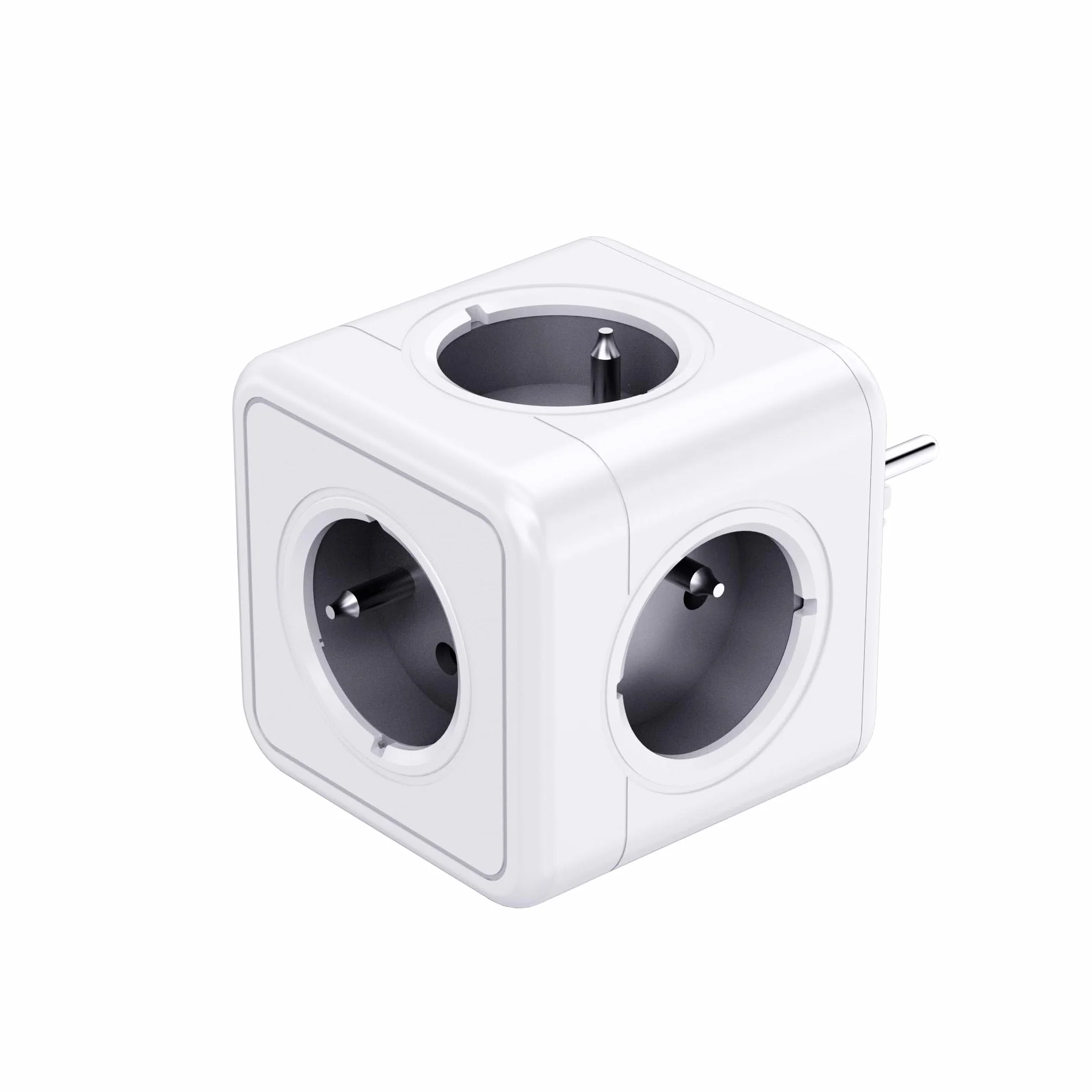 Prise cubique 5 en 1, multiprise murale 3680W, 5 prises frontales avec terre, adaptateur cube gris