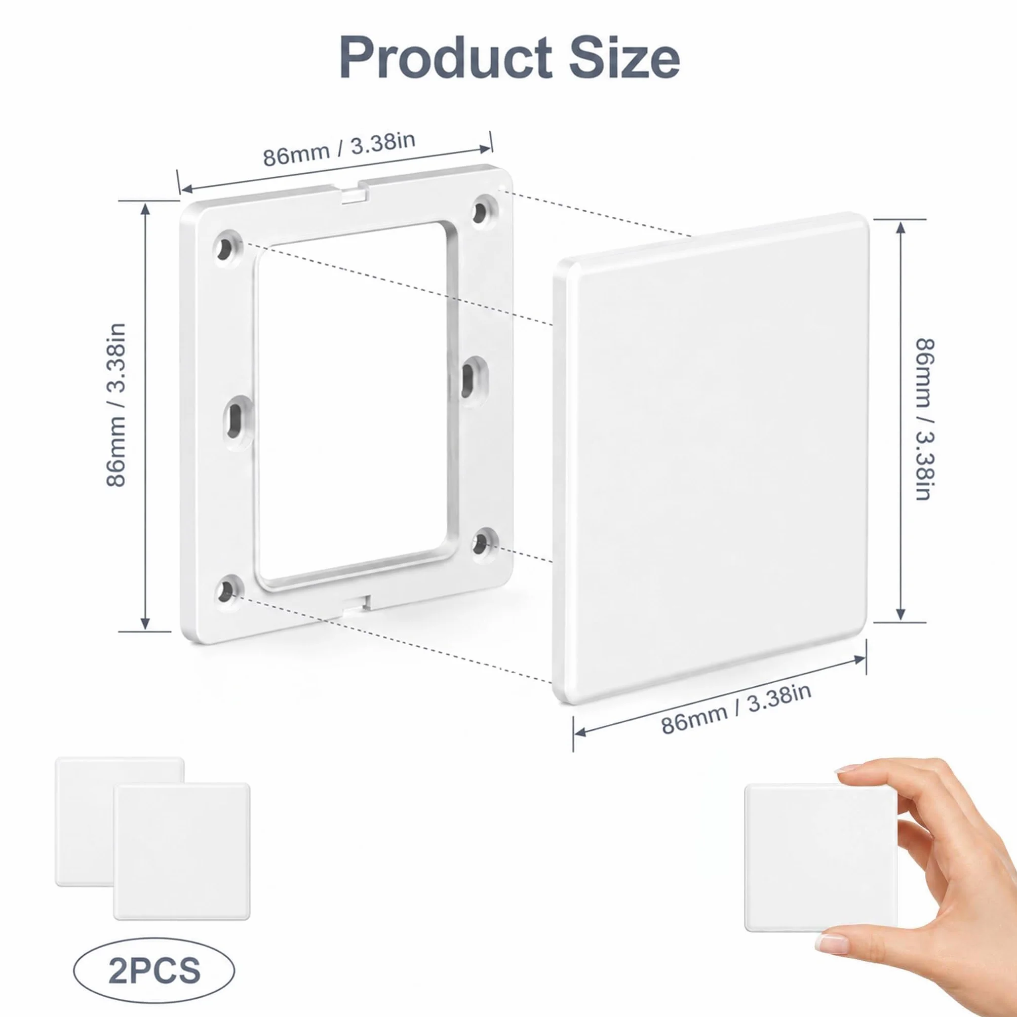 Cache Prise Murale Obturateur Électrique à Vis 86x86mm Blanc Lot de 2
