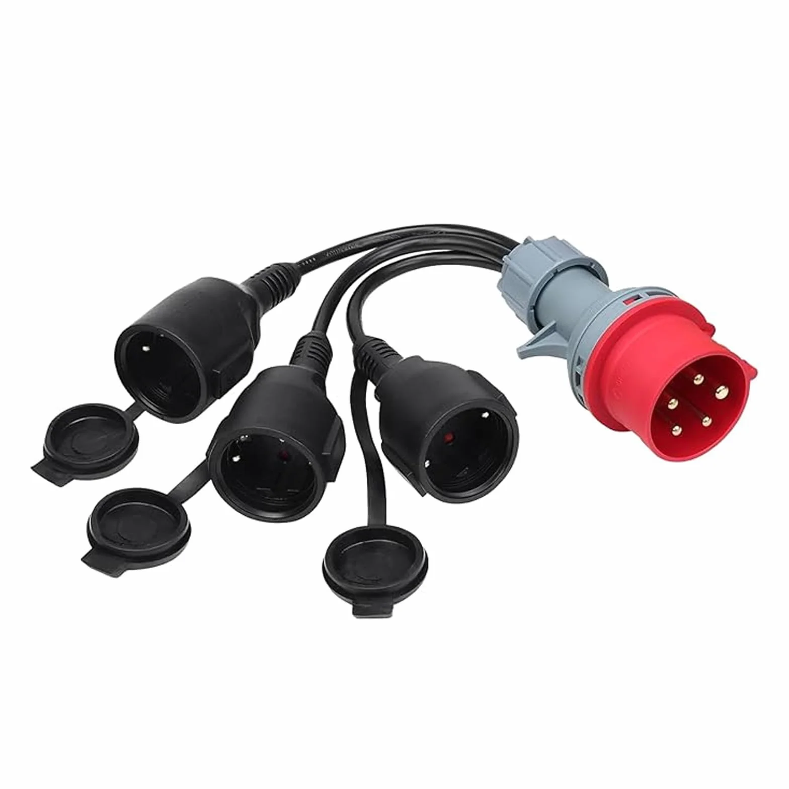 Adaptateur CEE 400 V 16 A vers 3 prises Schuko 230 V - Répartiteur câble industriel 0,5 m 5,26 mm²