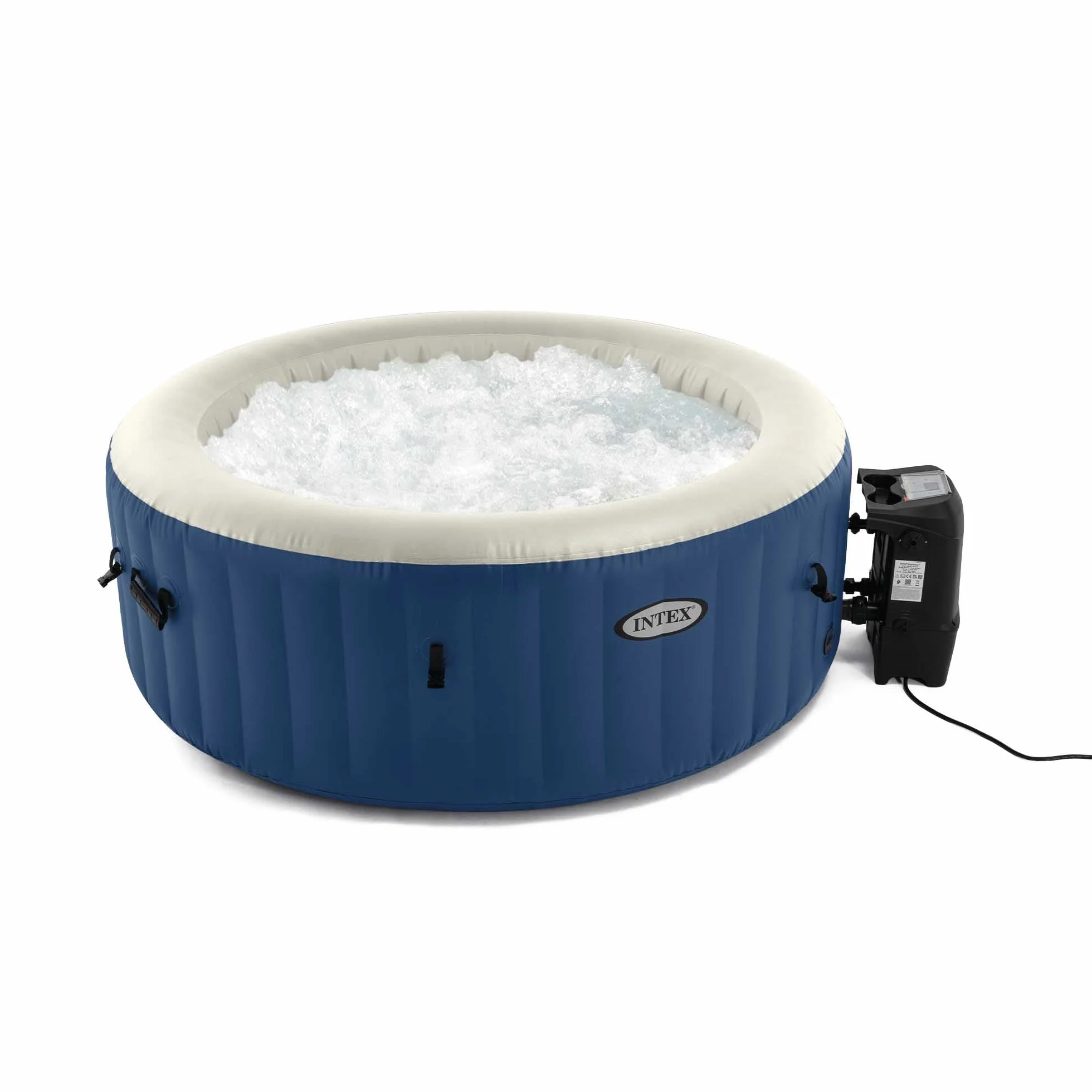 Intex 28486 - Hydromassage gonflable rond PureSpa Bubble Blue, 4 places, 100 jets, PVC, multicolore, 180 x 66 cm