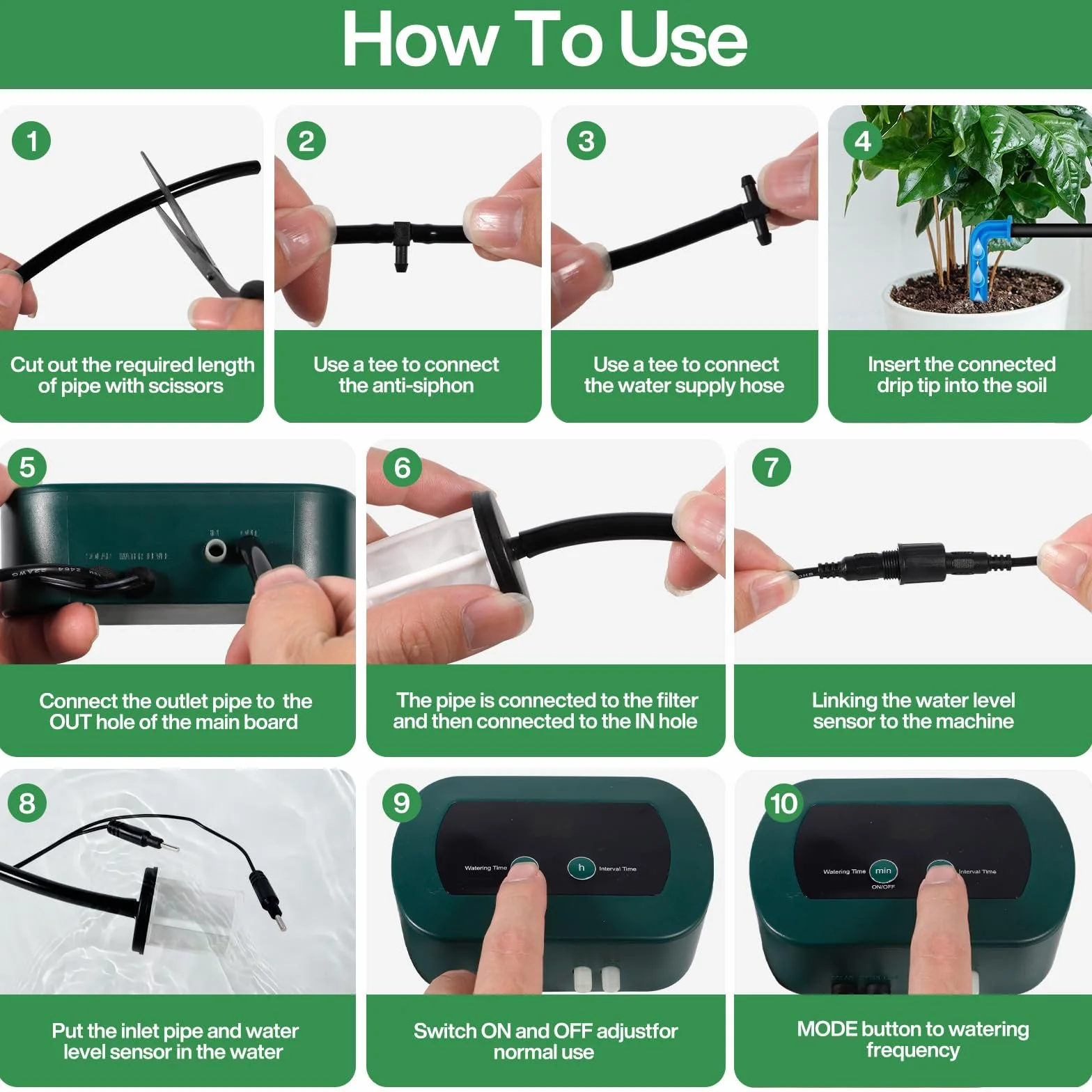 Kit Irrigation Goutte à Goutte Automatique Solaire avec Minuterie Tuyau 35M Jardin