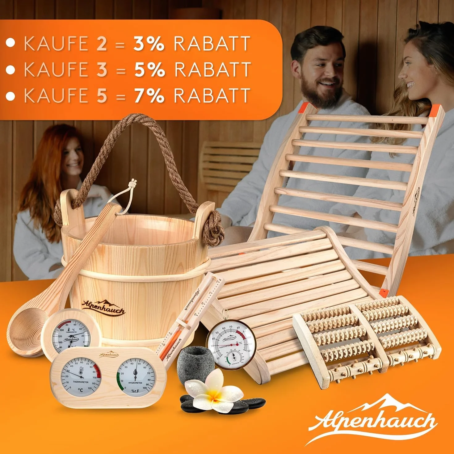 ALPENHAUCH Lot de 2 dossiers pour sauna en bois naturel - Dossier ergonomique forme en S
