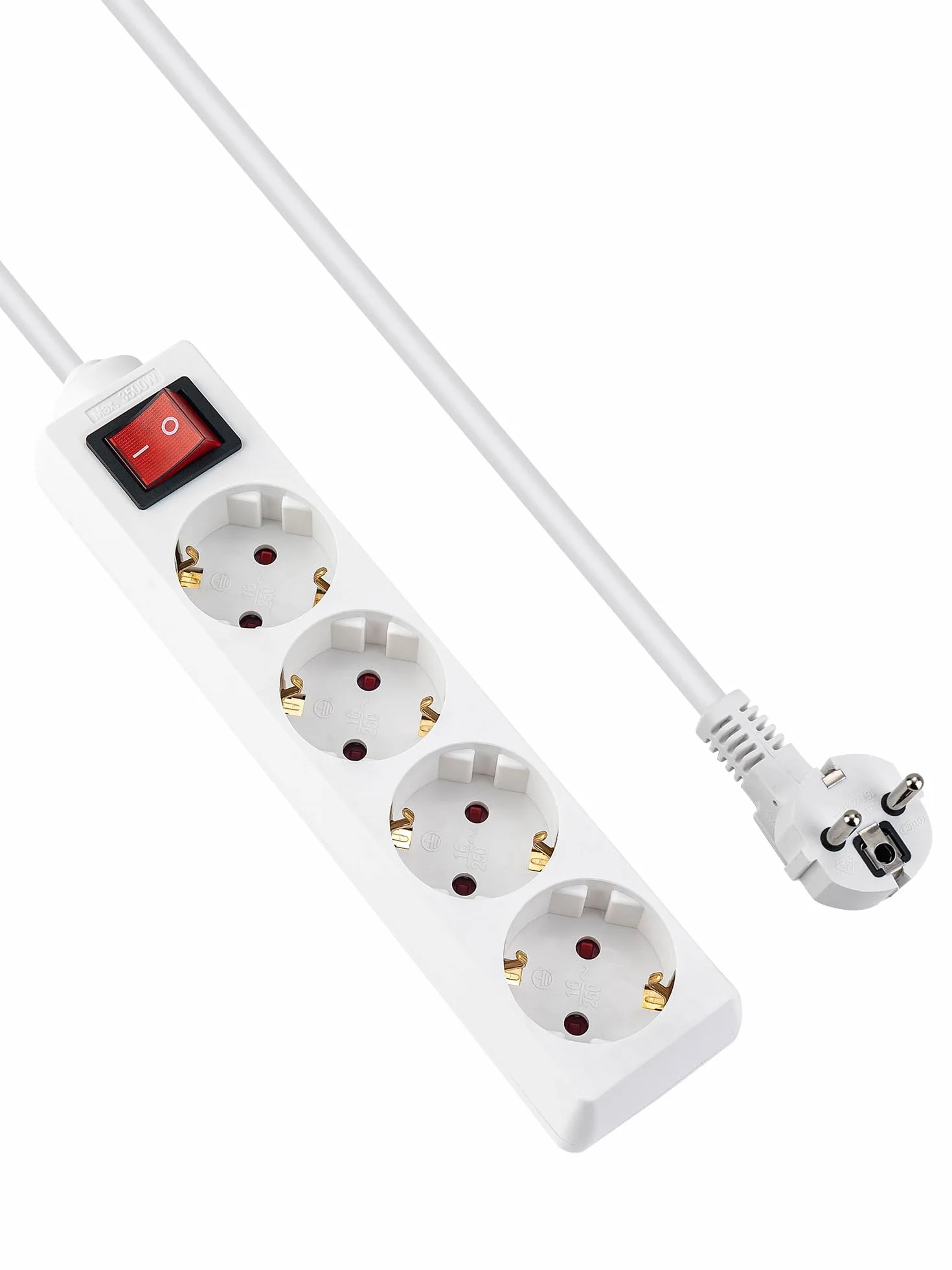 GRIFEMA Multiprise 4 Prises 3500 W 16 A 1,5 m Blanc Protection Enfants Prises Orientées 45°