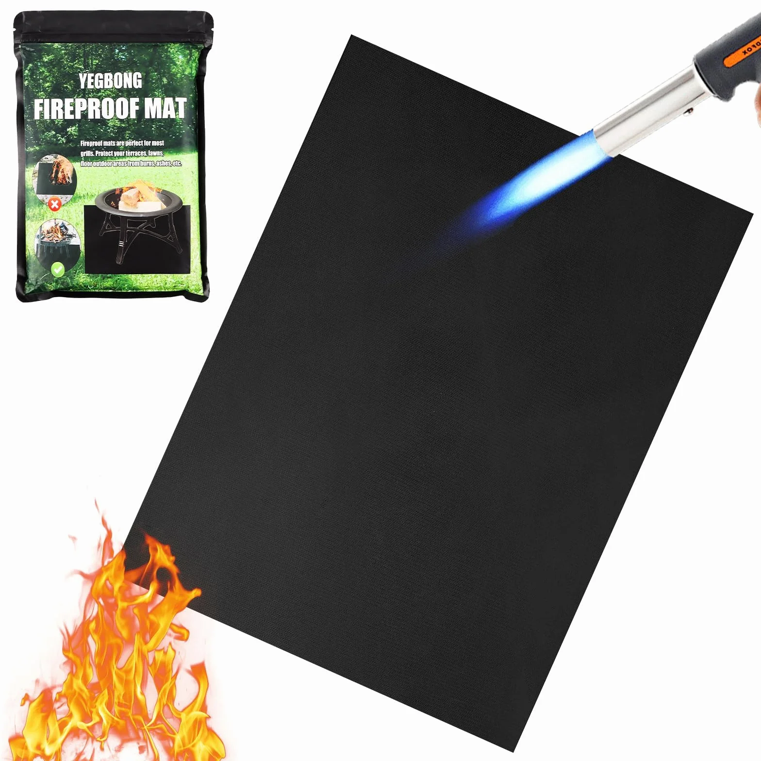 Tapis Ignifuge 120 x 100 cm pour Barbecue, Protection Thermique Réutilisable Sol