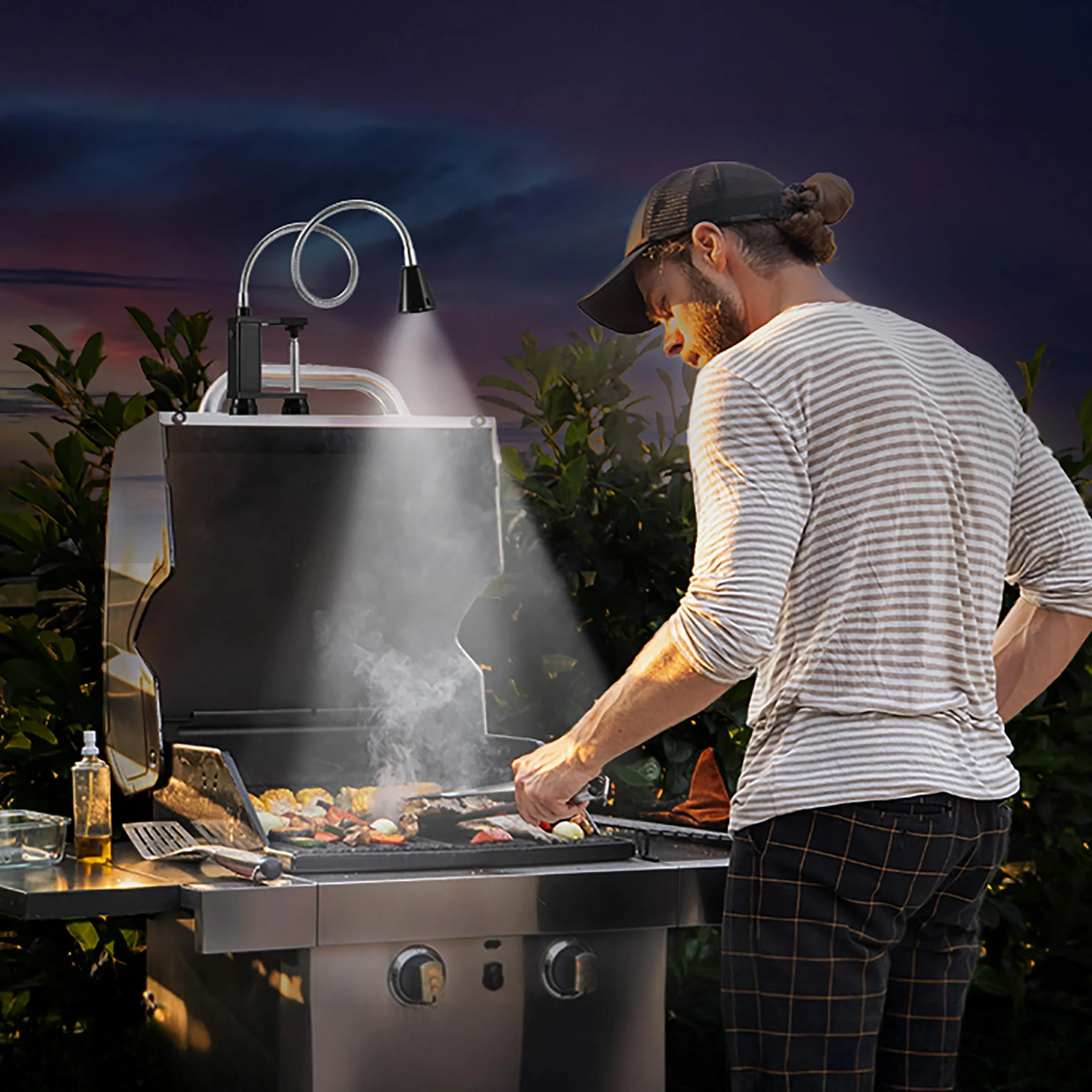 Lampe de barbecue LED magnétique flexible col de cygne 360° résistant intempéries