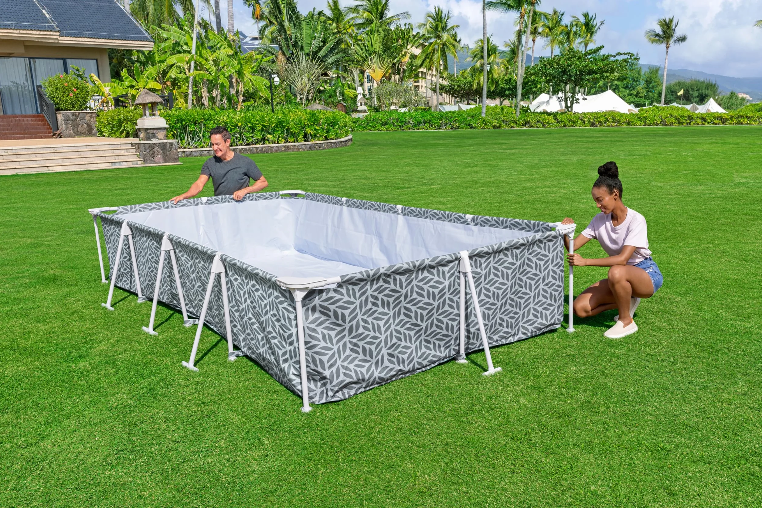 Piscine Hors Sol rectangulaire Steel Pro™ imprimée Graphique 366 x 201 x 66 cm