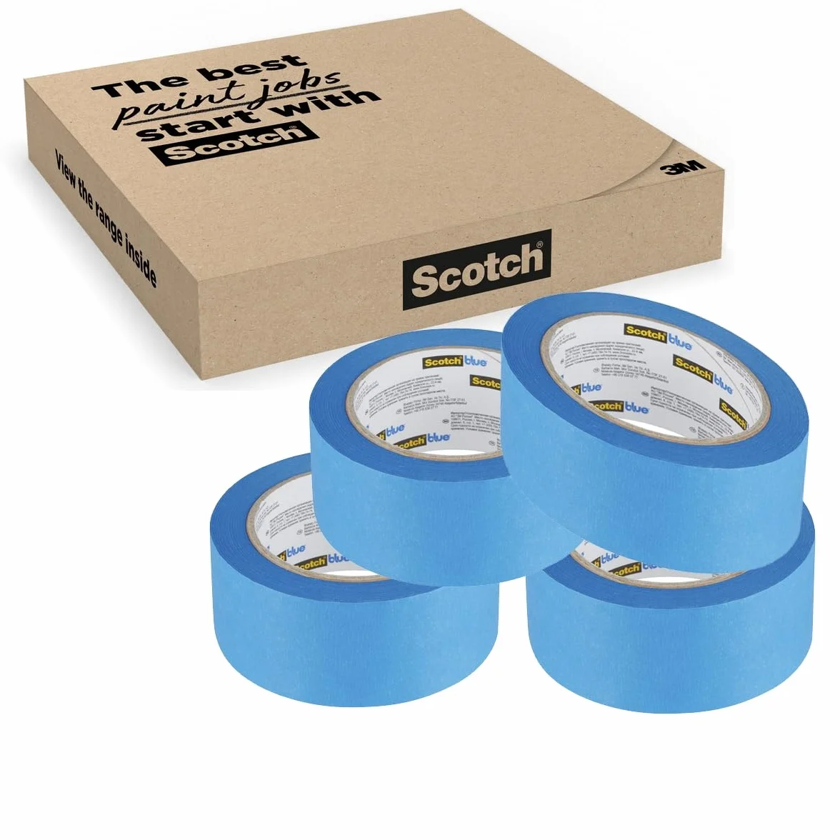ScotchBlue Ruban de Masquage Multi-Surfaces 36 mm x 41 m 4 Rouleaux Adhésif Peinture Intérieur Extérieur 70% PEFC