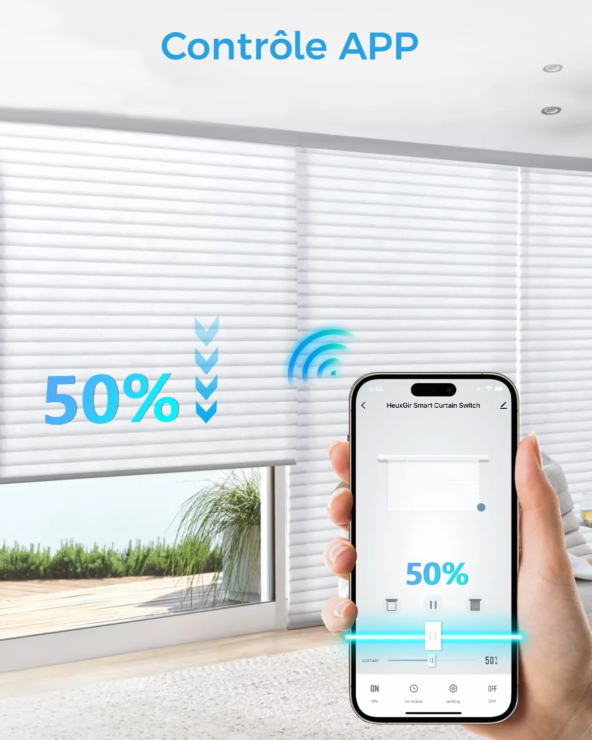 HeuxGir Interrupteur intelligent pour volets roulants WIFI compatible Alexa/Google Home