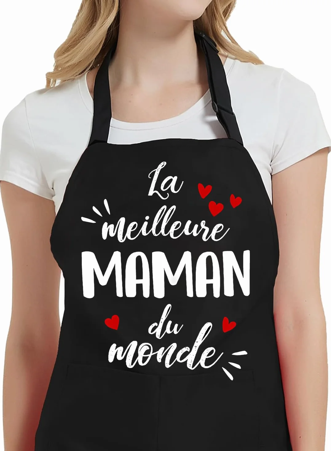Gkmamrg Cadeau Fete des meres Tablier Cuisine - Cadeau Maman - Tablier Réglable Chef Tabliers pour Cuisine,BBQ,Jardinage Restaurant,Barbecue,Café Cadeau pour Maman