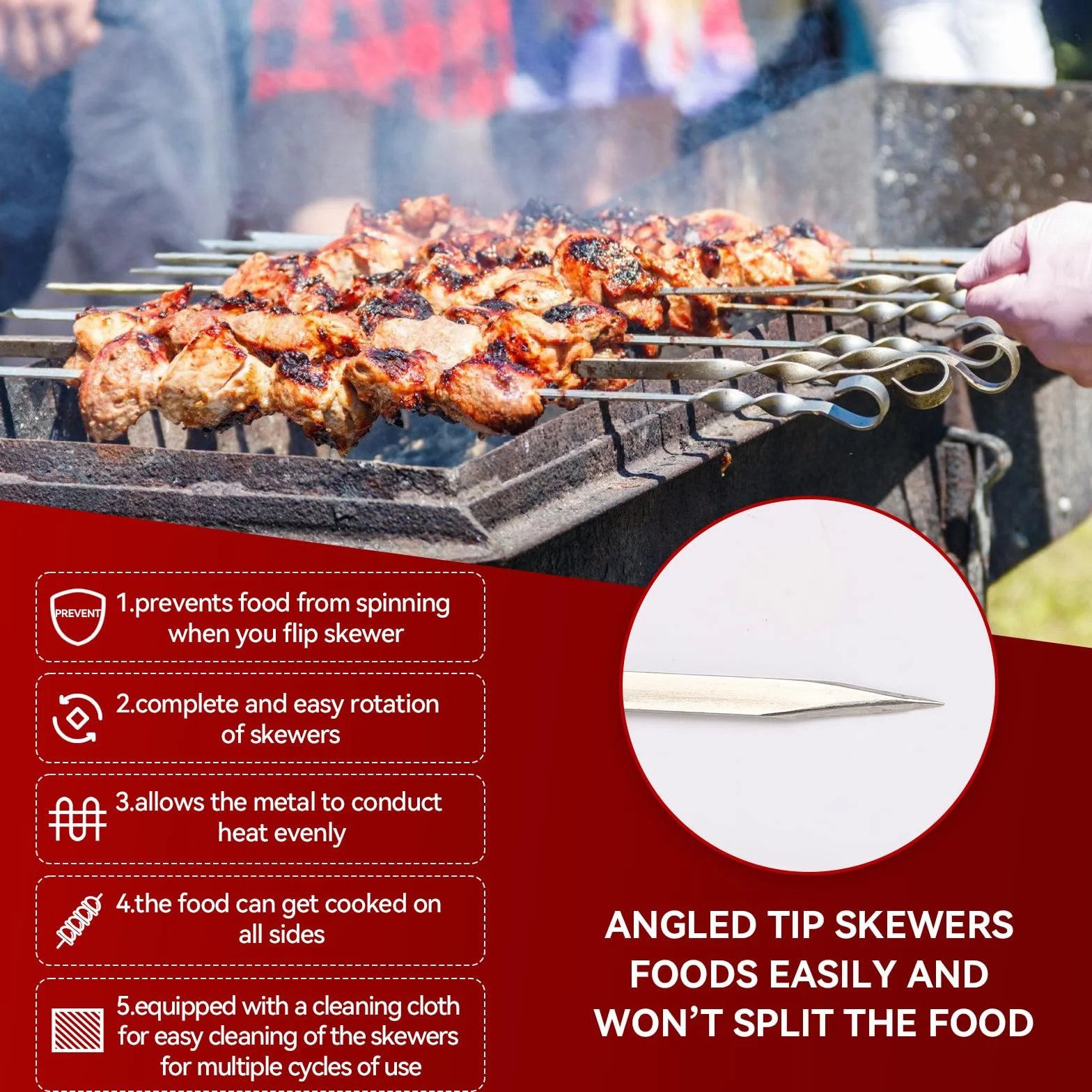20 pcs Brochettes Barbecue, Brochettes à Viande Acier Inoxydable, BBQ Brochettes, Brochettes Métal Plat Brochettes,Légumes Pics à Brochettes, Pic a Brochette Inox, Kebab pour Brochettes Viande
