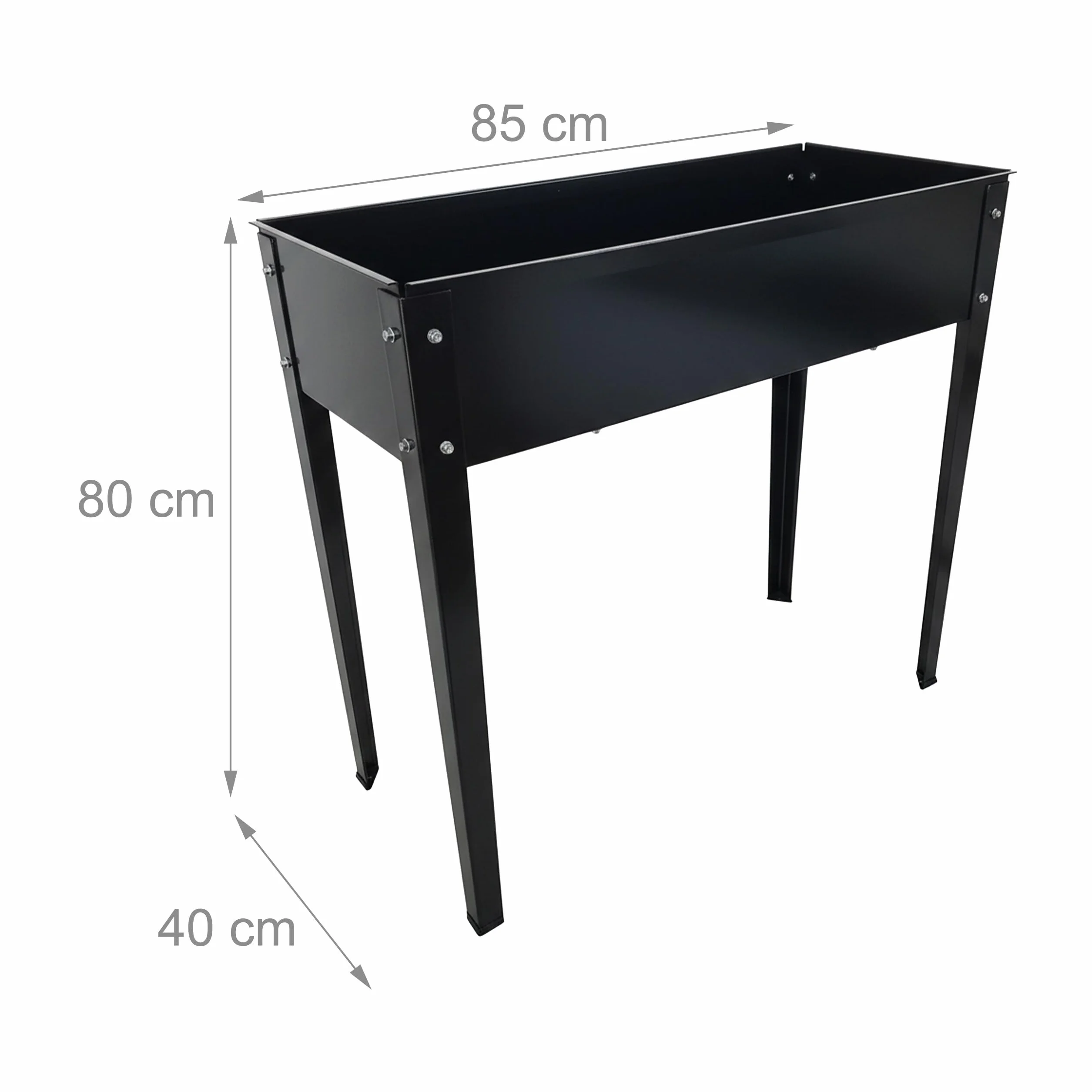 Relaxdays Jardinière surélevée en Acier thermolaqué Noir 80x85x40 cm pour Jardin Balcon