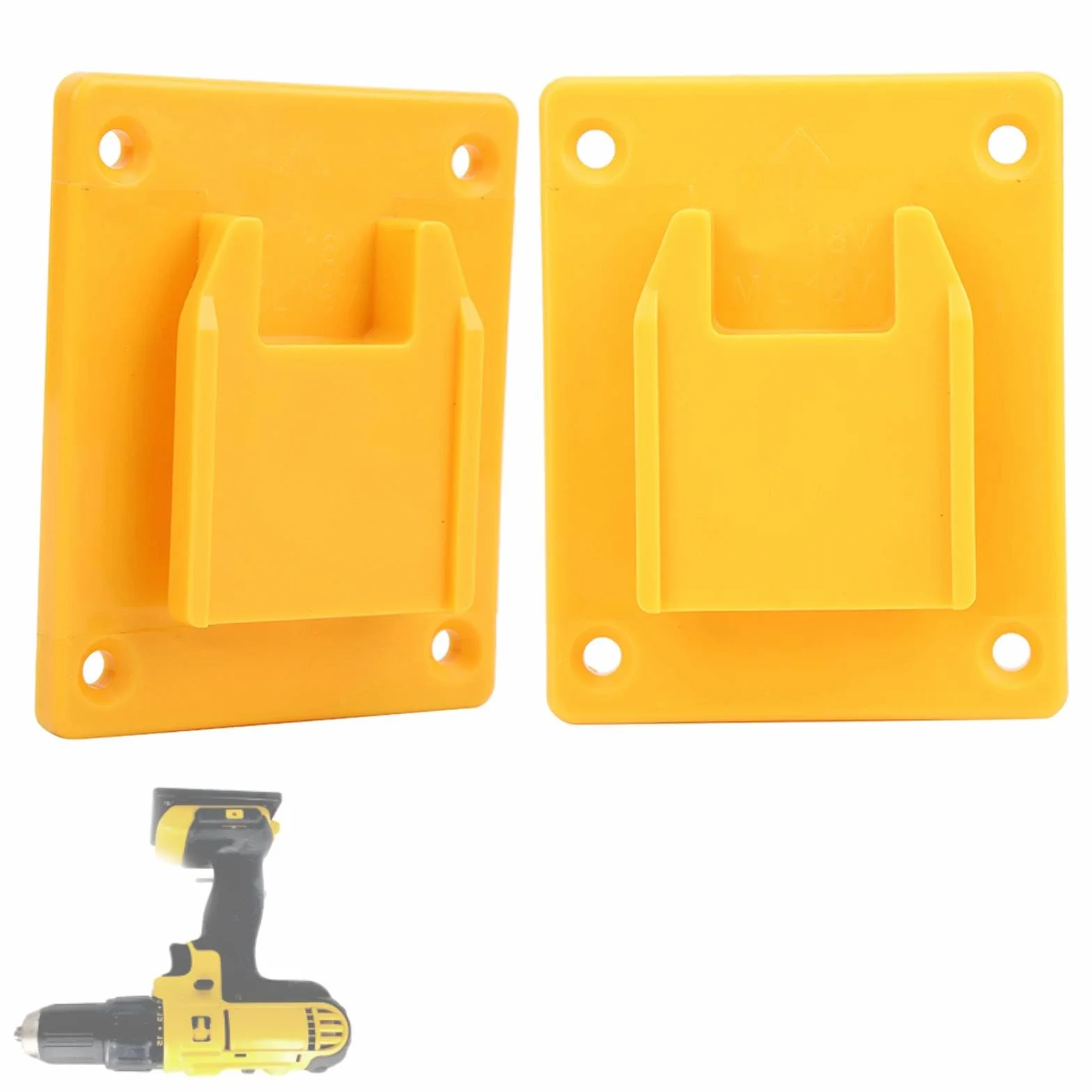 Base de support pour machine à outils électriques, 2 pièces ABS 3,7 x 3 x 0,8 pouces, pour fixation d'étagère murale (Jaune)