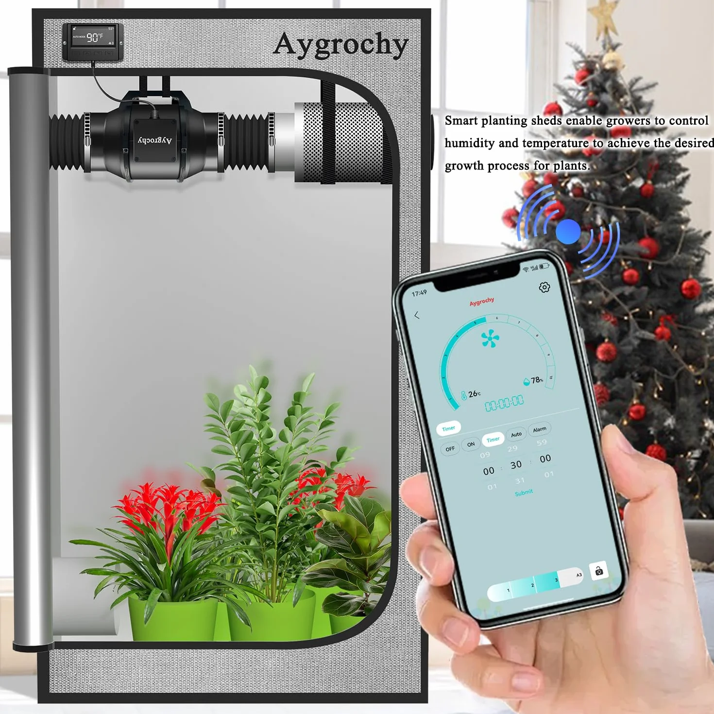 Aygrochy 100mm Extracteur d'Air Wifi App DF100-A Ventilateur d'Extraction avec Programmation Température Humidité