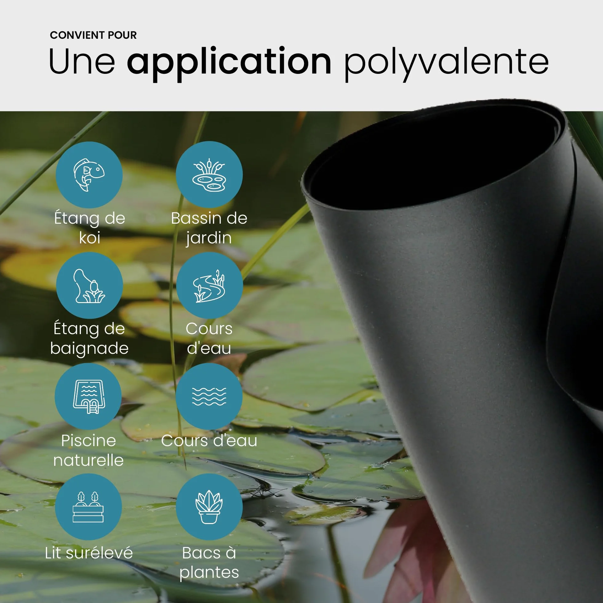 TeichVision bache Bassin PVC Noir 0,5 mm 4m x 7m pour étangs biotopes piscines naturelles