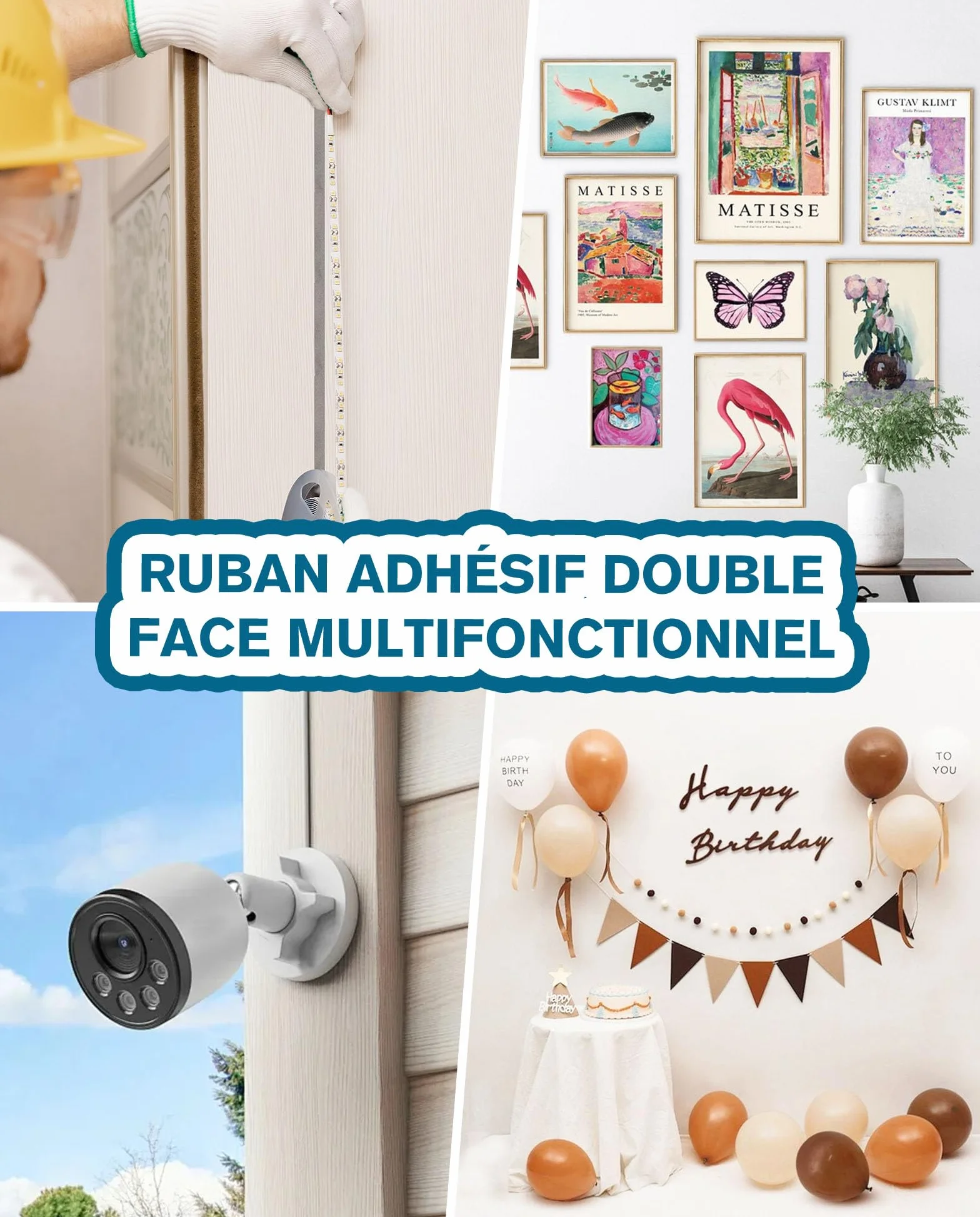 Ruban Adhésif Double Face Extra Fort 5,5m x 20mm Imperméable Résistant Température